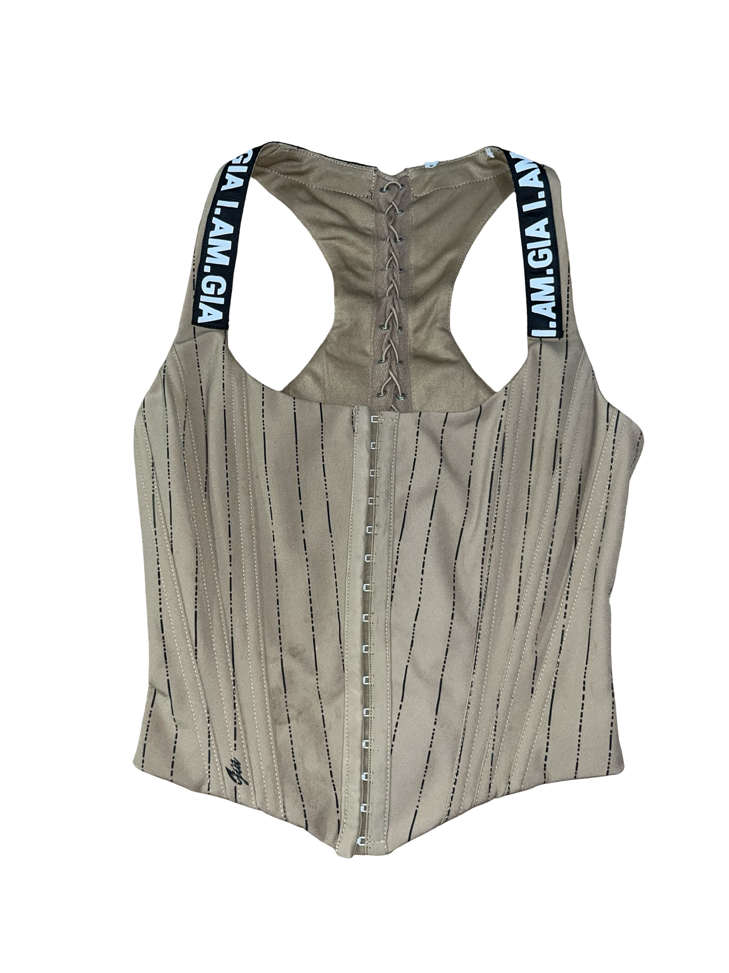 I.AM.GIA Phaedra Corset Top Beige Lace Up Y2K SizeS