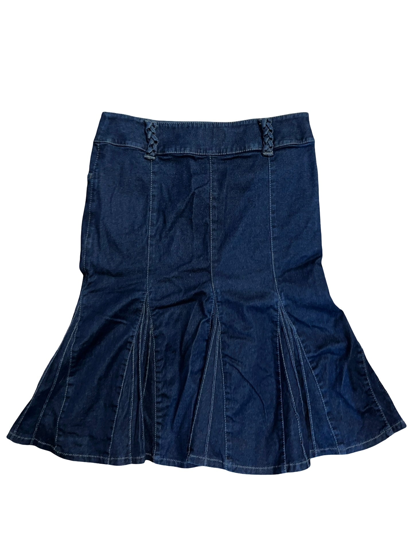 Per Una Denim Fishtail Maxi Skirt Dark Wash Boho Mermaid Uk8s