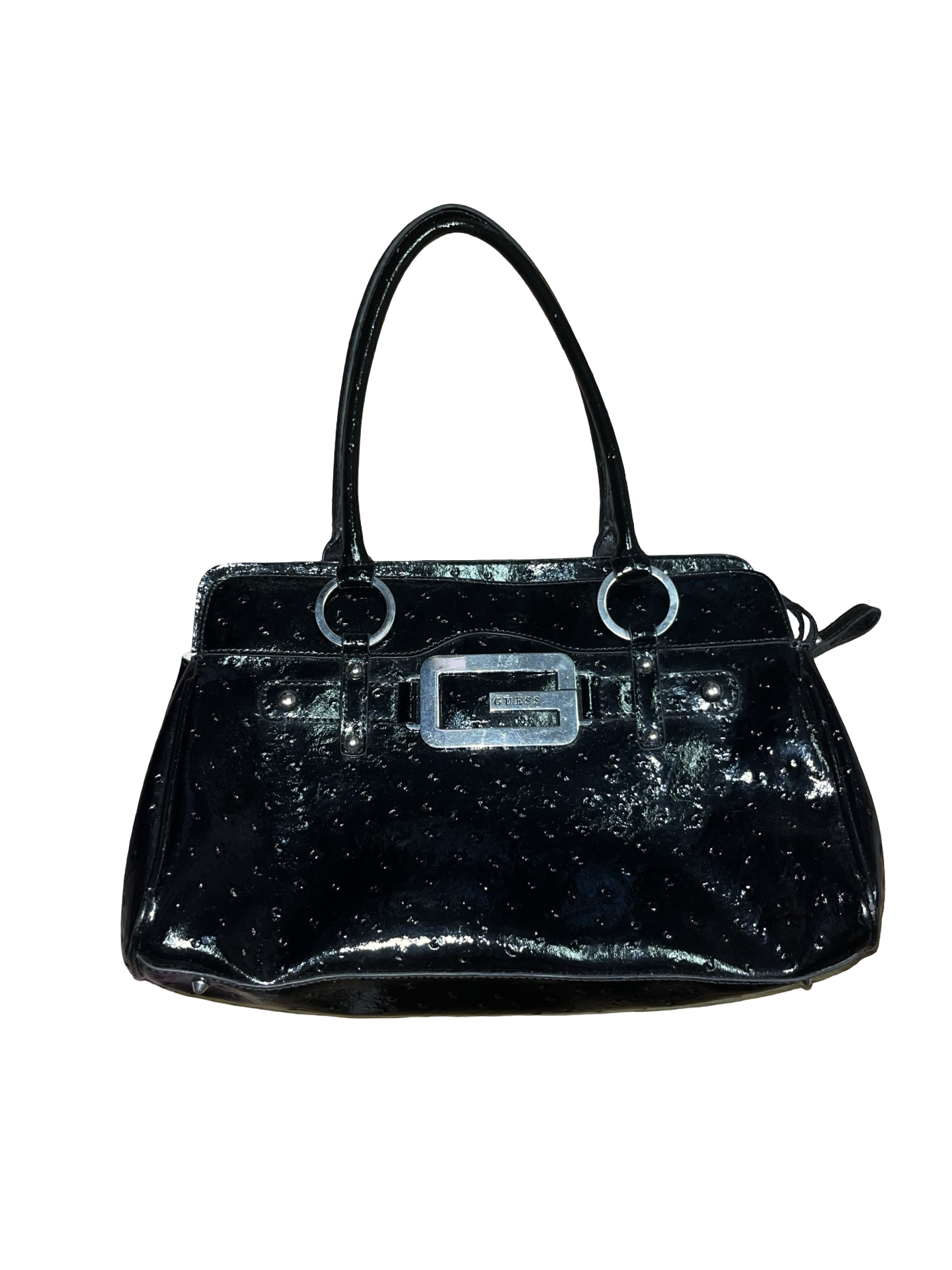 Y2K GUESS Black and Silver Buckle Handbag 2000’s
