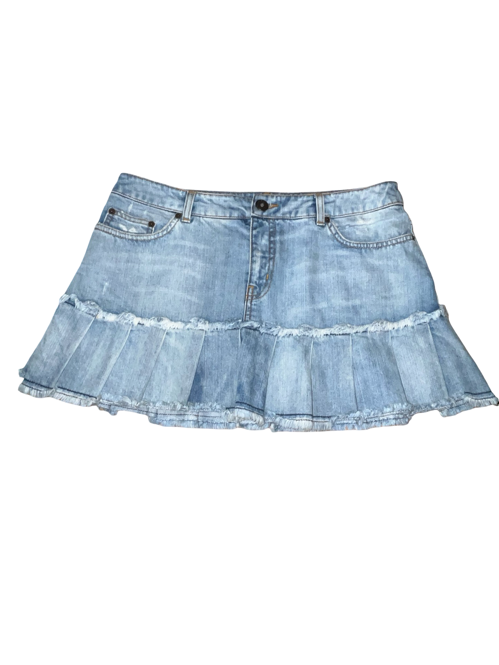 Vintage Y2K Oasis Jeans Pleated Denim Micro Mini Skirt UK 14