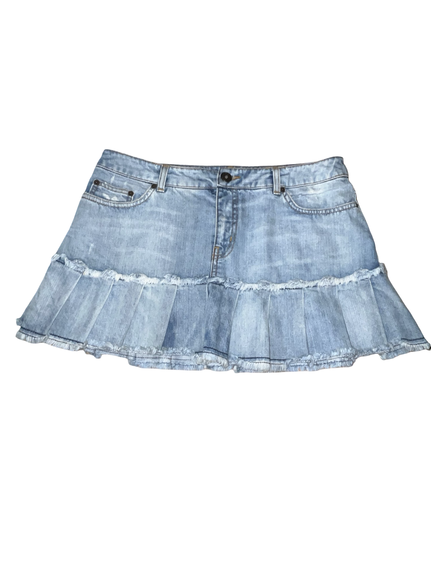 Vintage Y2K Oasis Jeans Pleated Denim Micro Mini Skirt UK 14