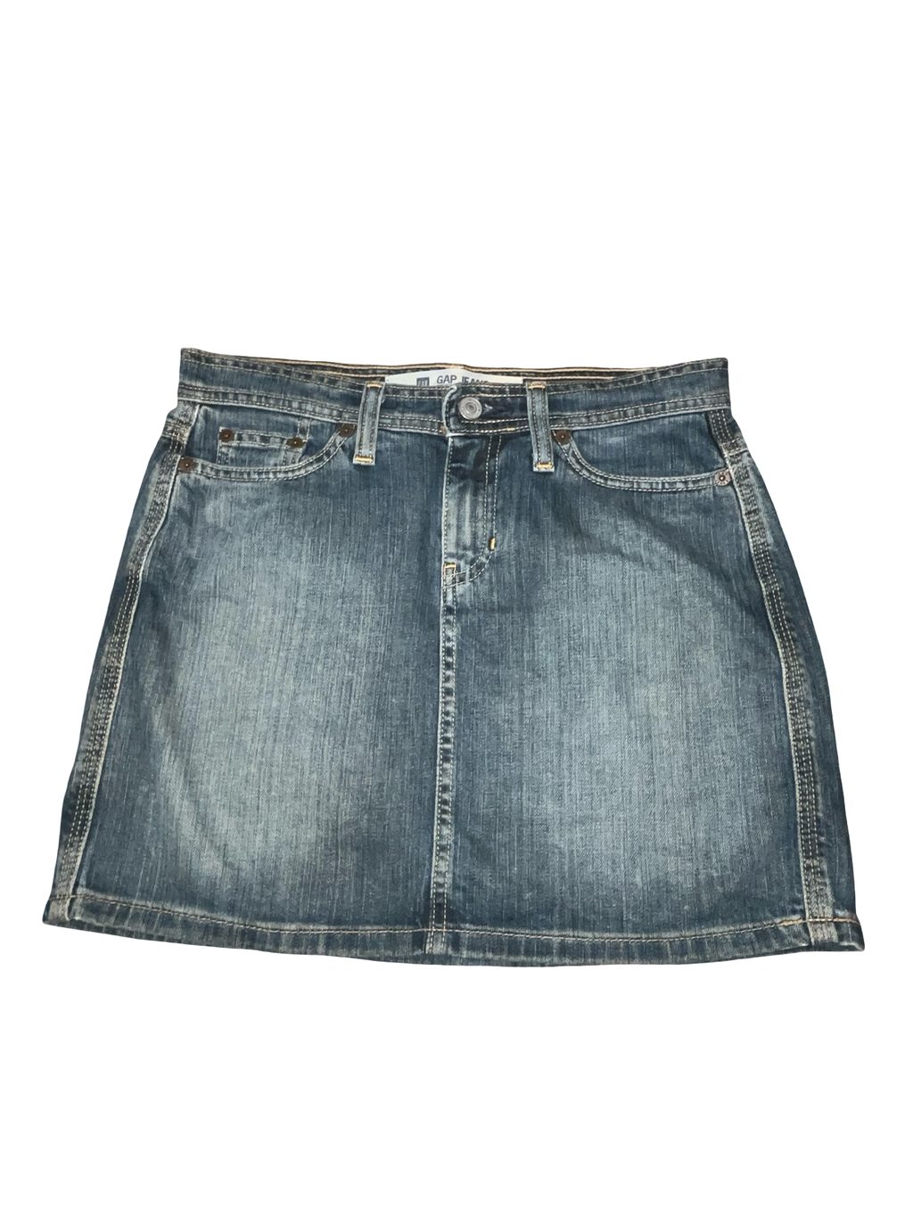 Y2K Gap Jeans Stretch Faded Denim Mini Skirt ukS
