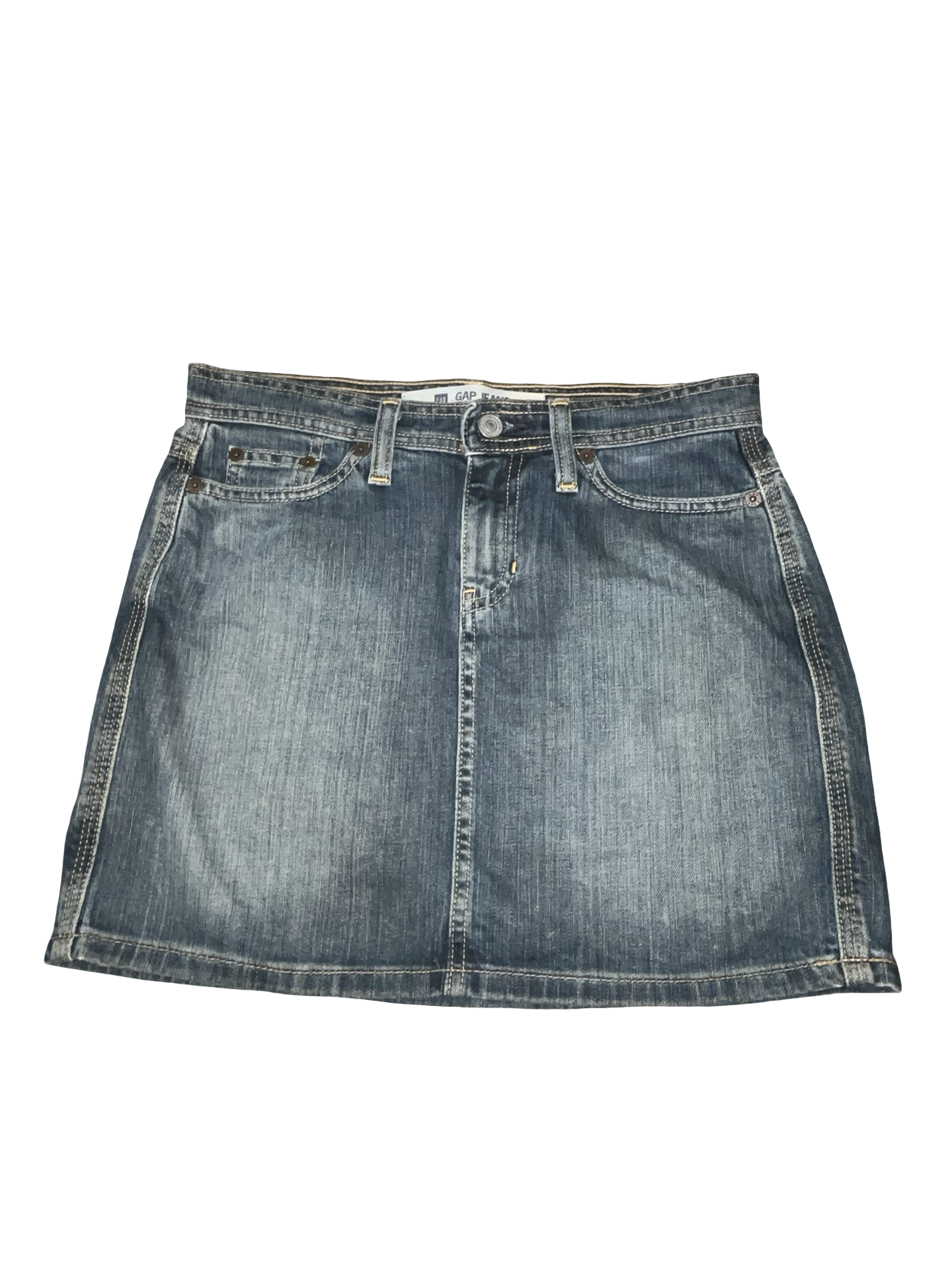 Y2K Gap Jeans Stretch Faded Denim Mini Skirt ukS