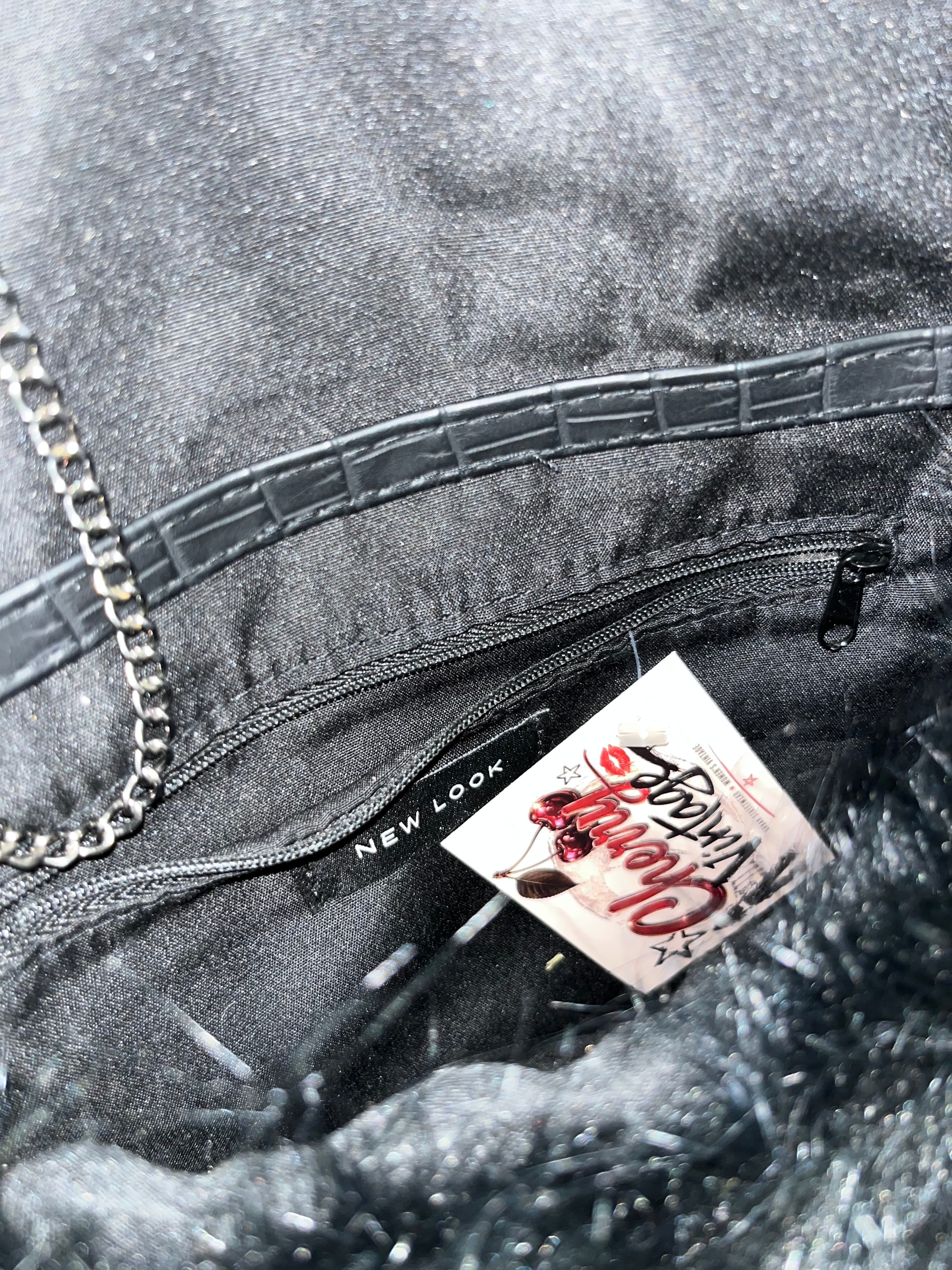 New Look Black Faux Fur Shoulder Bag Y2K
