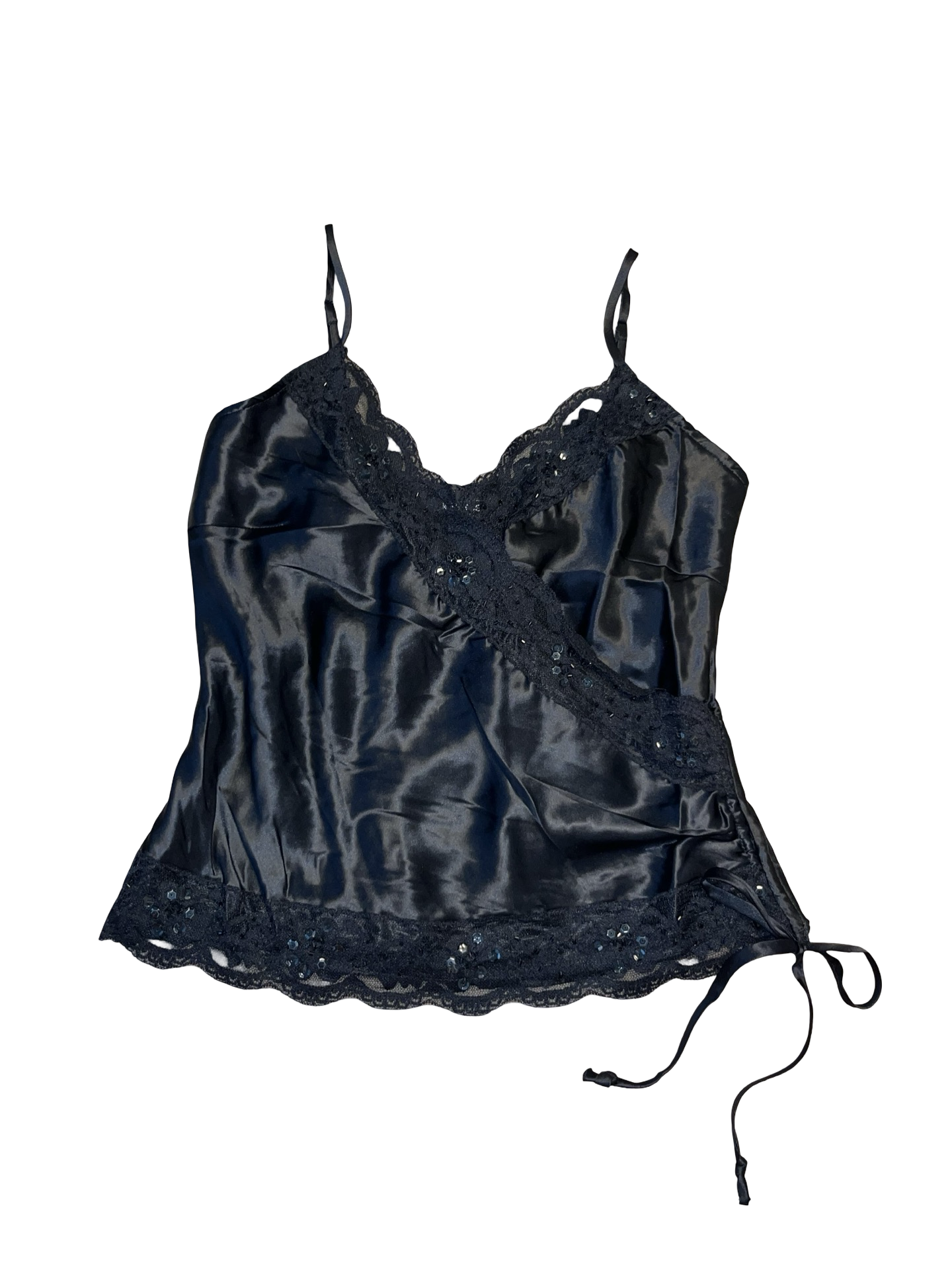 Y2K Miss Posh Black Embellished Lace Cami Top Size S