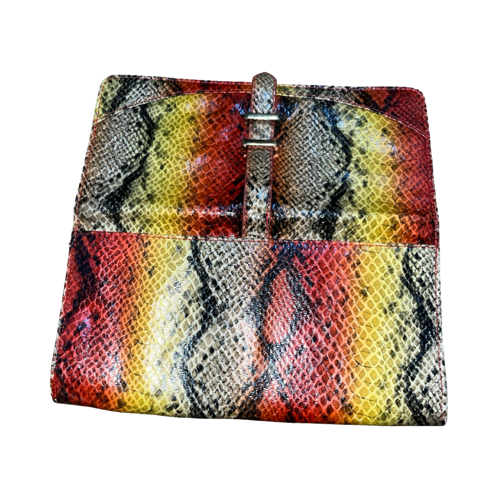 Snake skin print clutch bag