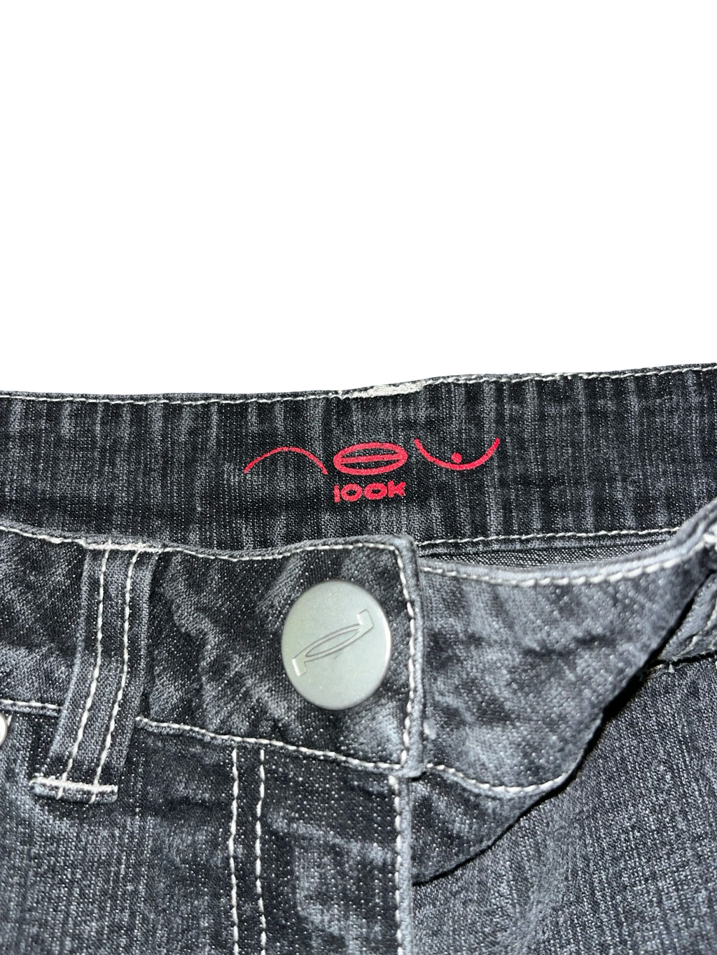 Y2K New Look Faded Black Denim Mini Skirt UkS