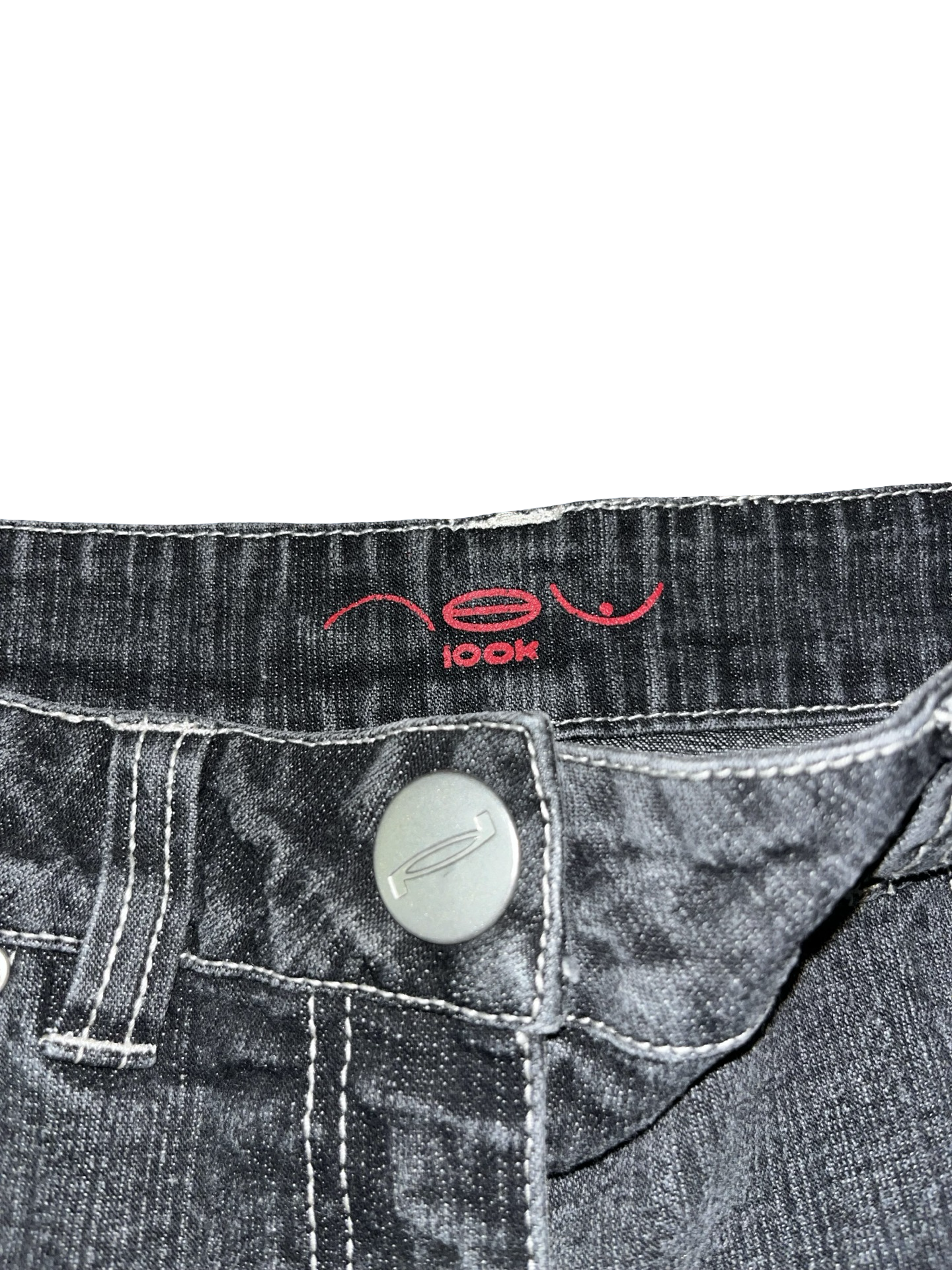 Y2K New Look Faded Black Denim Mini Skirt UkS