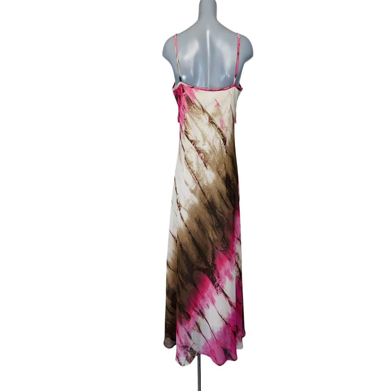 Pink and brown tie dye y2k fit and flair dress uk size M