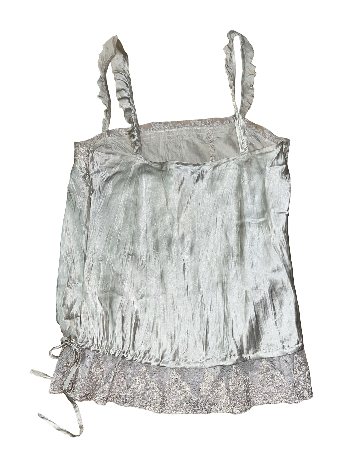 Vintage Y2K Warehouse Pure Silk Ruffle Cami Top UK 12