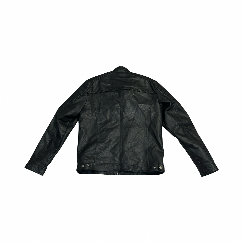 Jack jones black leather moto jacket ukXL