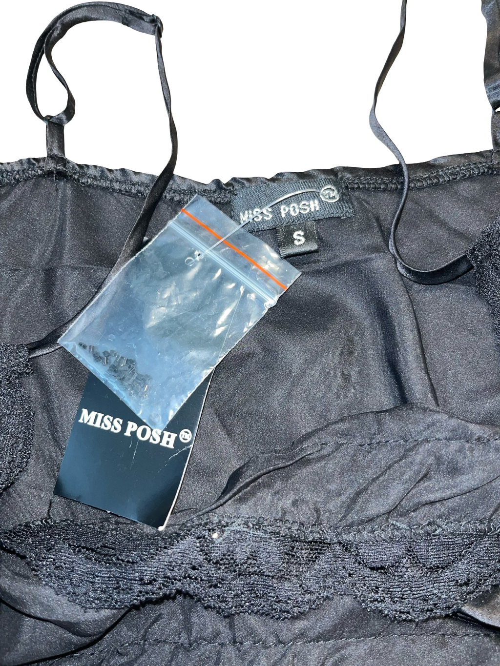 Y2K Miss Posh Black Embellished Lace Cami Top Size S