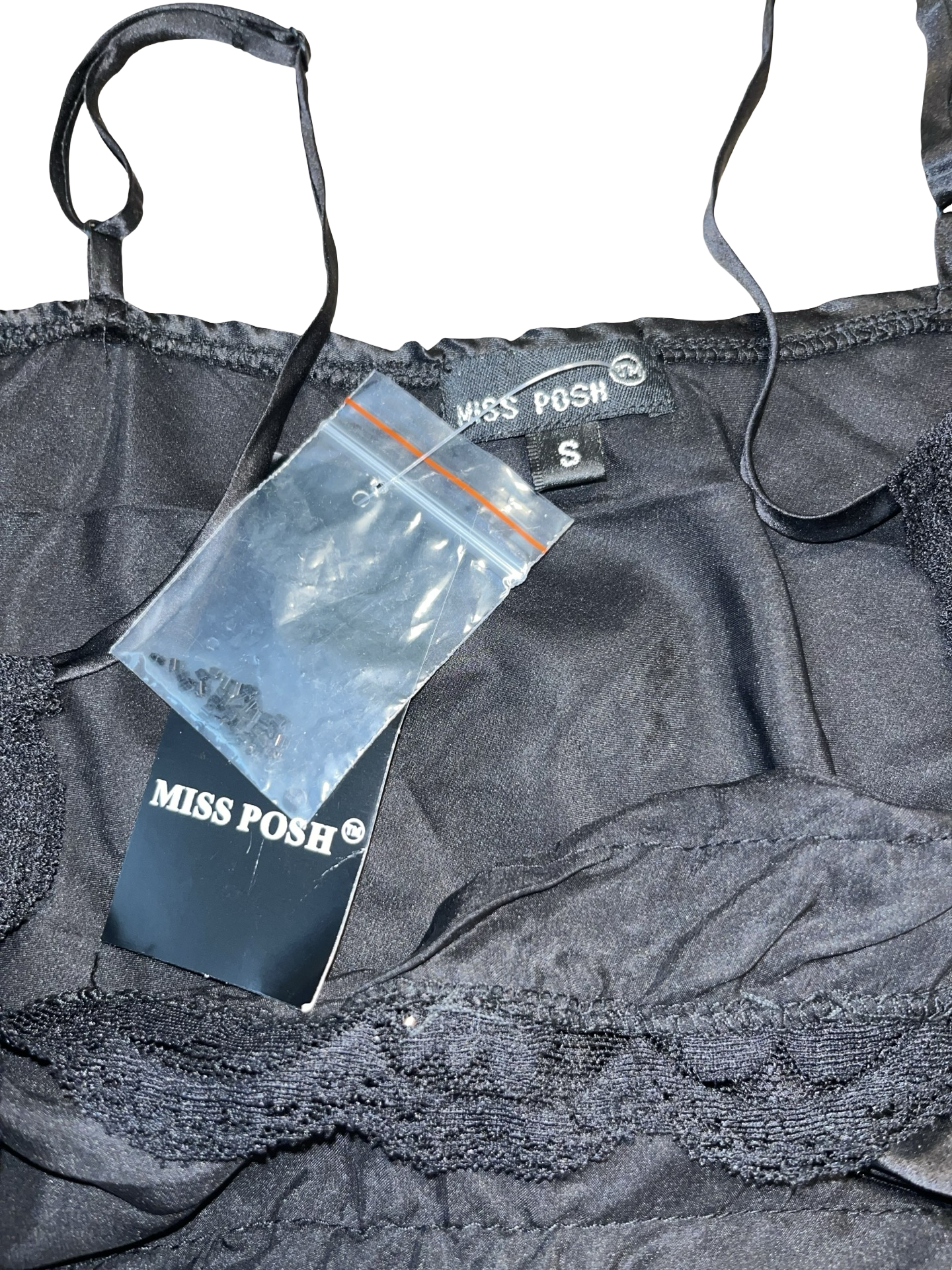 Y2K Miss Posh Black Embellished Lace Cami Top Size S