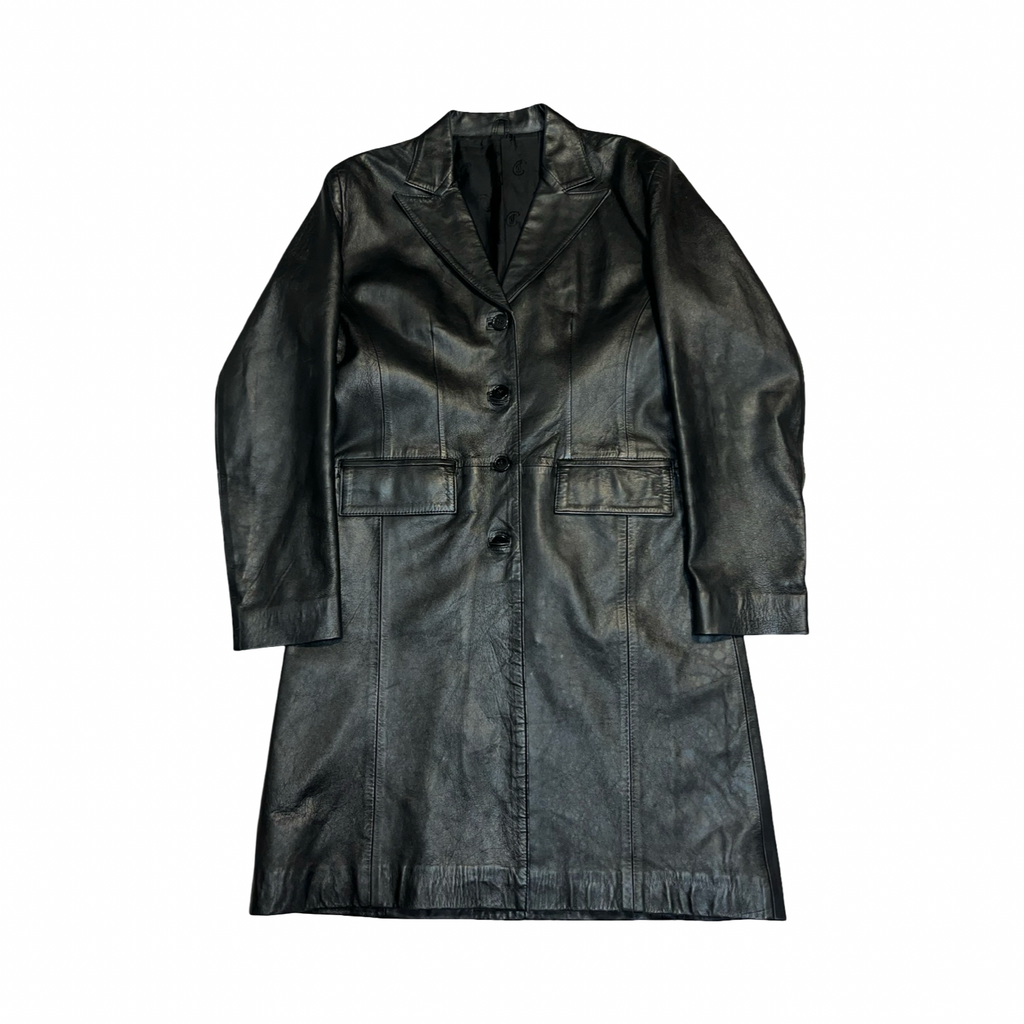 Black vintage genuine leather jacket ukM