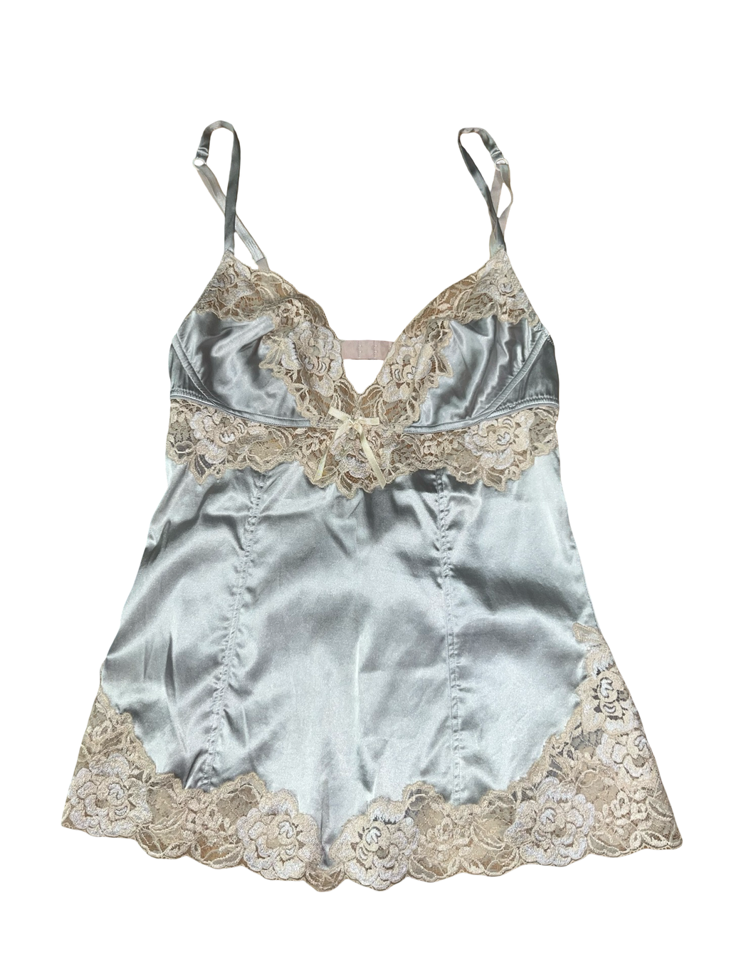 Dolce & Gabbana Y2K Silver Satin Lace Cami Top | Made in Italy ukM