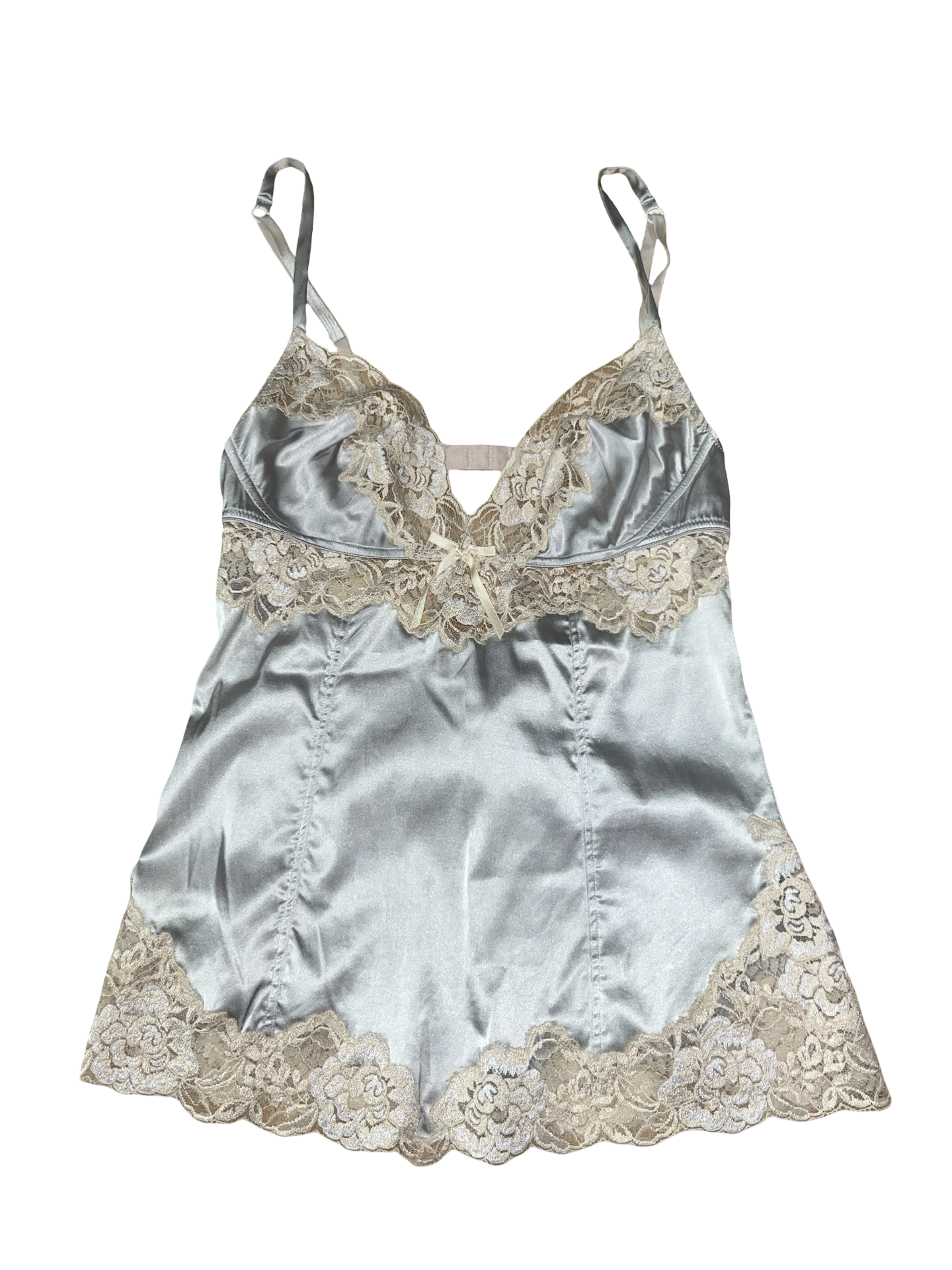 Dolce & Gabbana Y2K Silver Satin Lace Cami Top | Made in Italy ukM