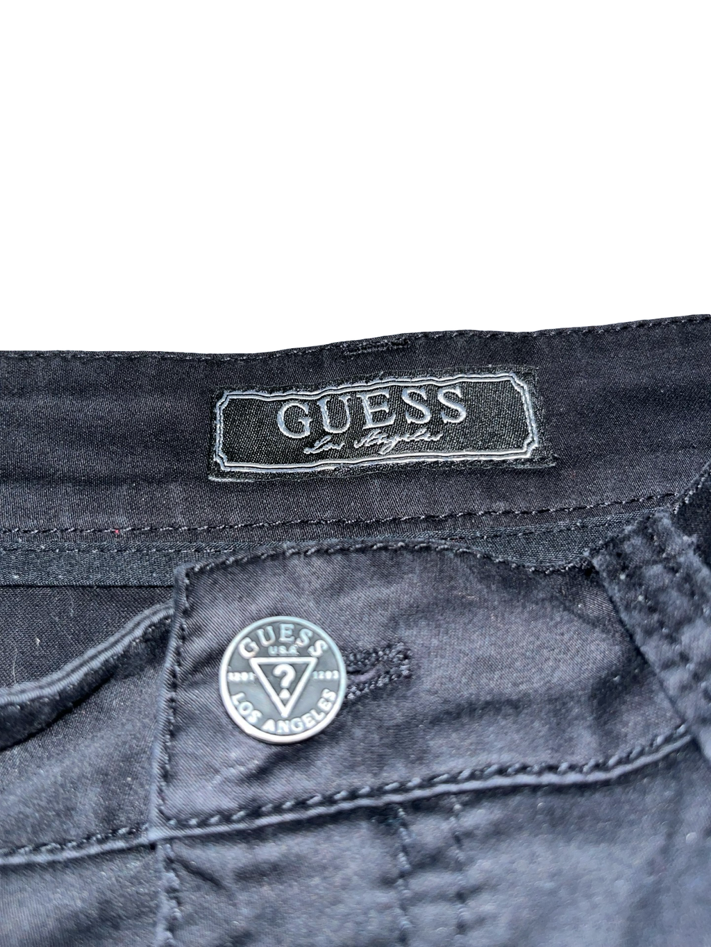 Vintage GUESS Y2K Black Sequin Pocket Mini Skirt ukS