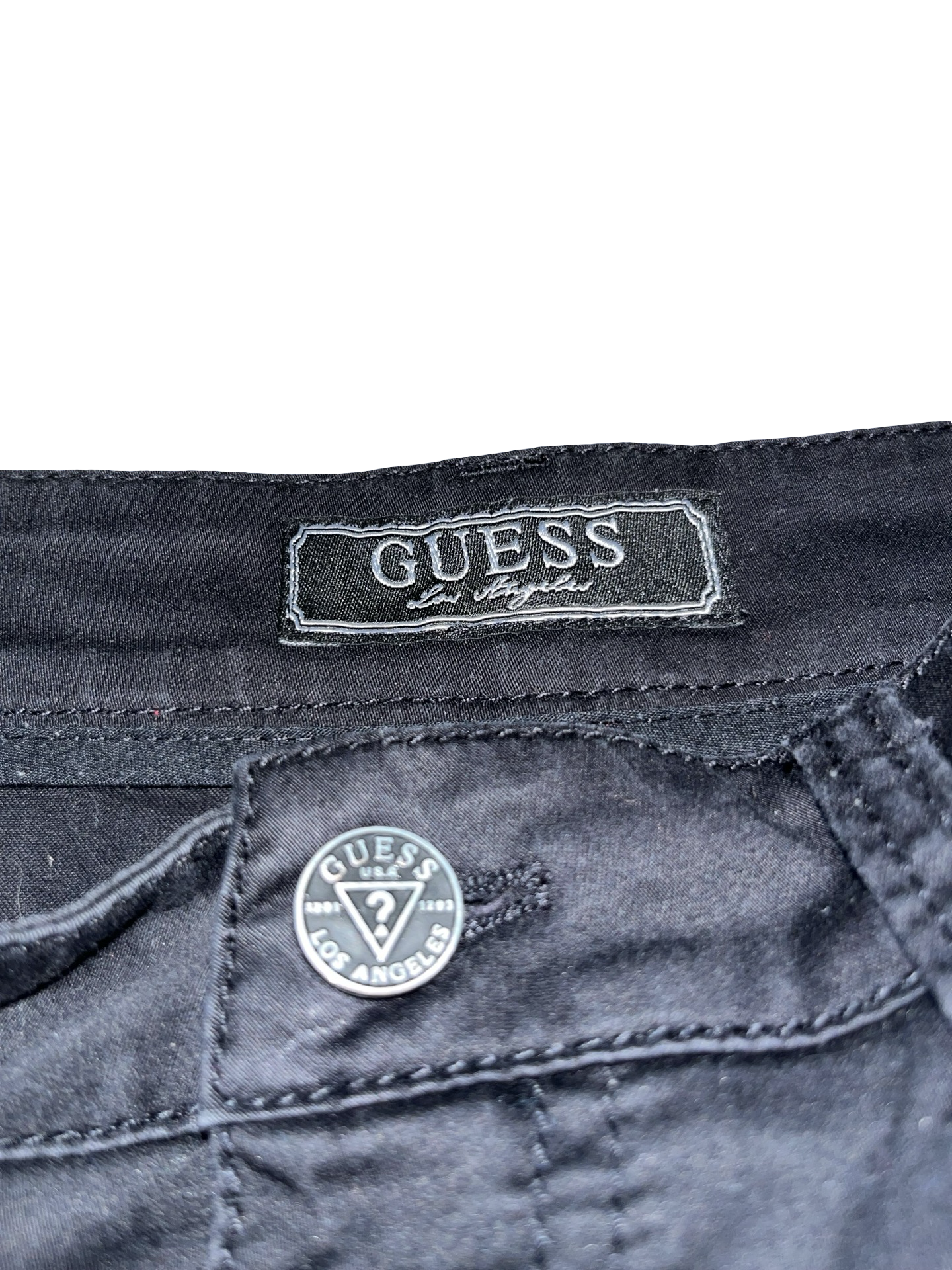 Vintage GUESS Y2K Black Sequin Pocket Mini Skirt ukS