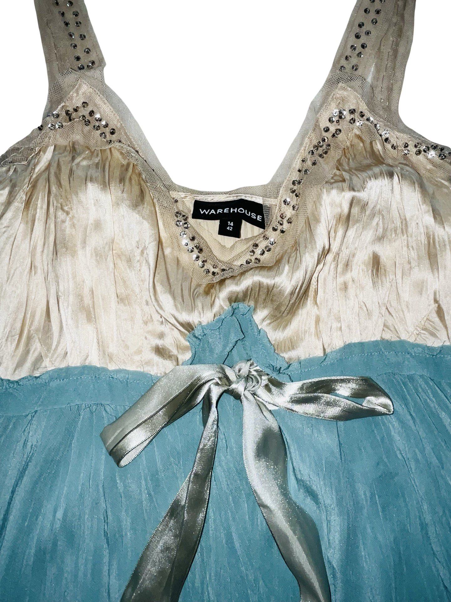 Y2K Warehouse Cami Top Diamanté Bow Fairycore UK 14