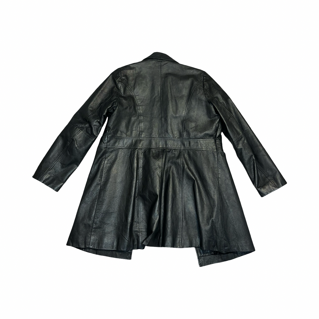South vintage genuine black leather coat uk 16