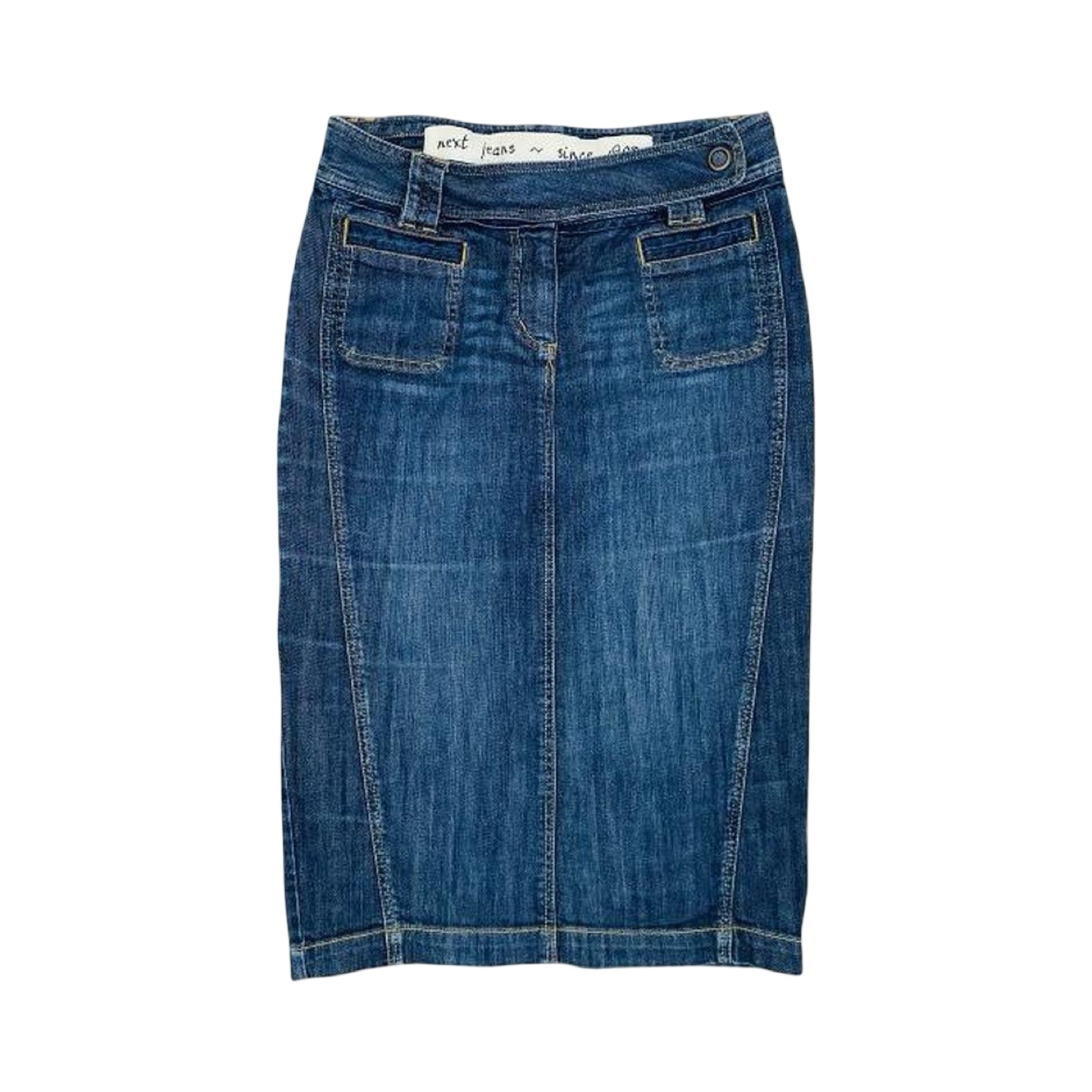Next blue denim y2k jeans pencil skirt uk size 12