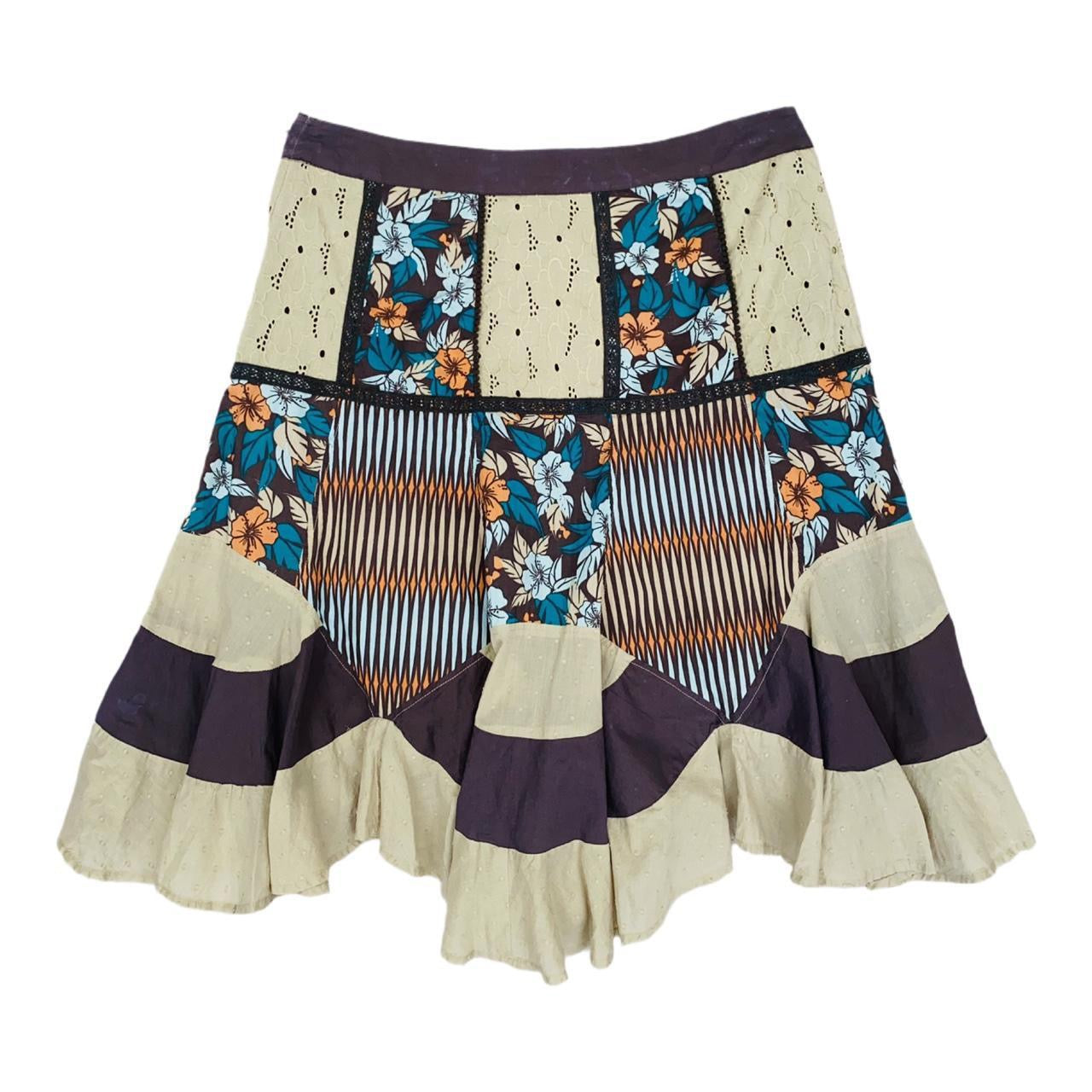 Next boho vintage style cotton patchwork skirt uk14