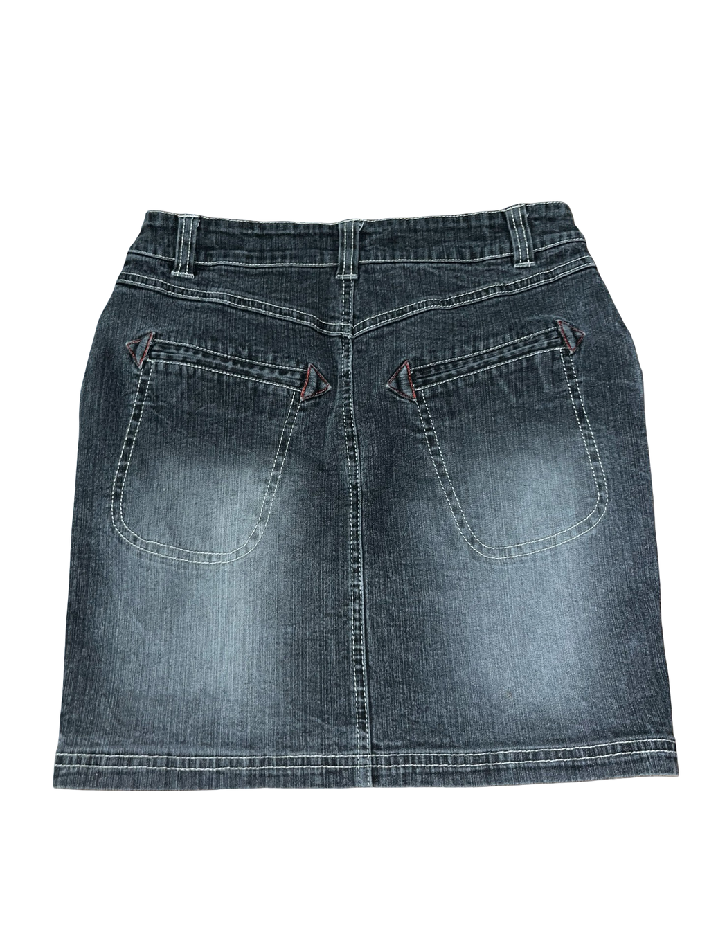 Y2K New Look Faded Black Denim Mini Skirt UkS