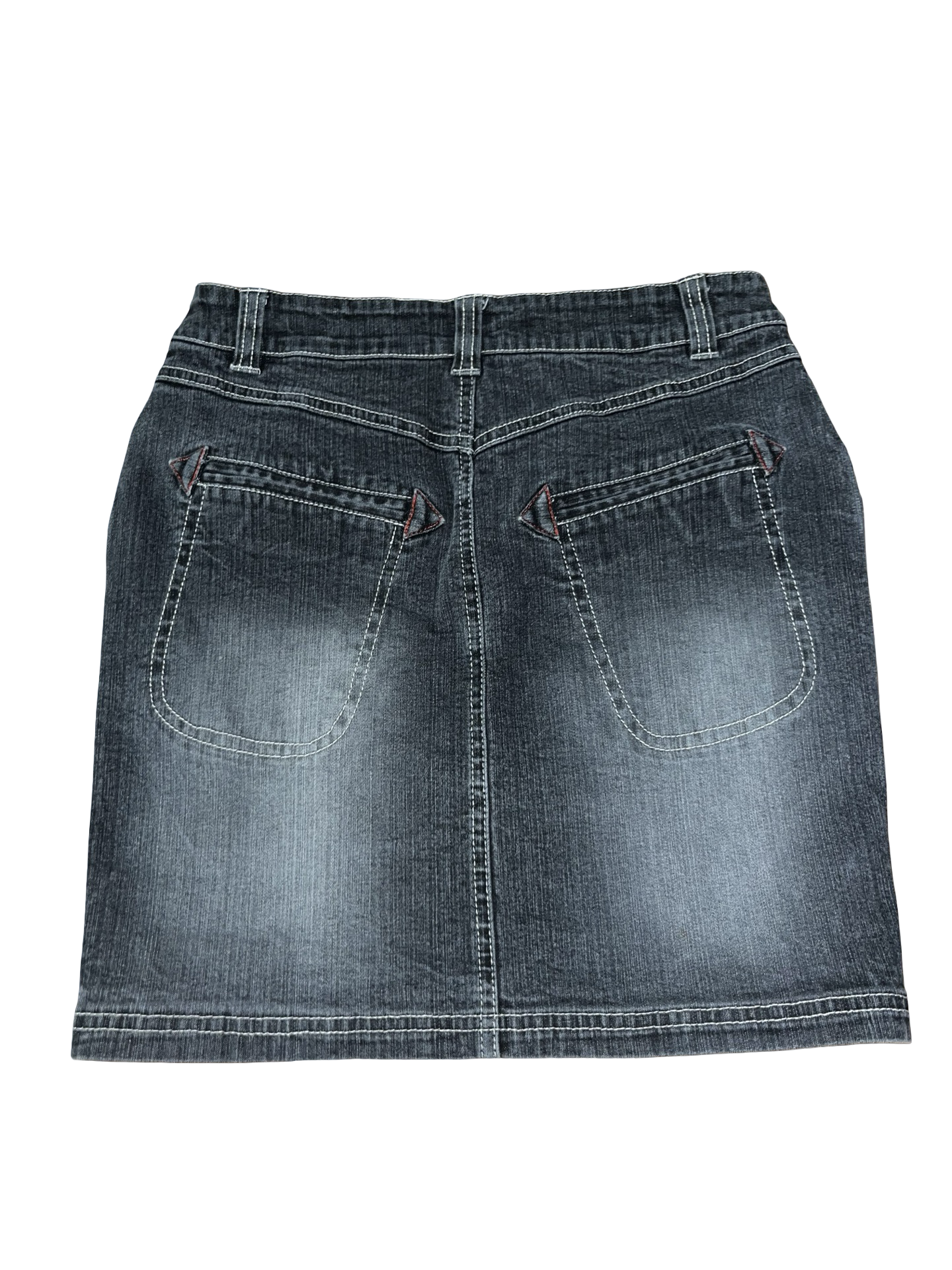 Y2K New Look Faded Black Denim Mini Skirt UkS