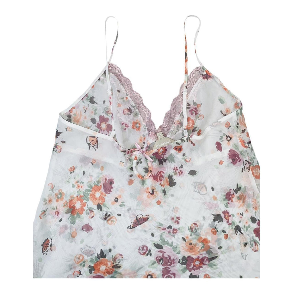Presence white floral mesh cami top uk size10