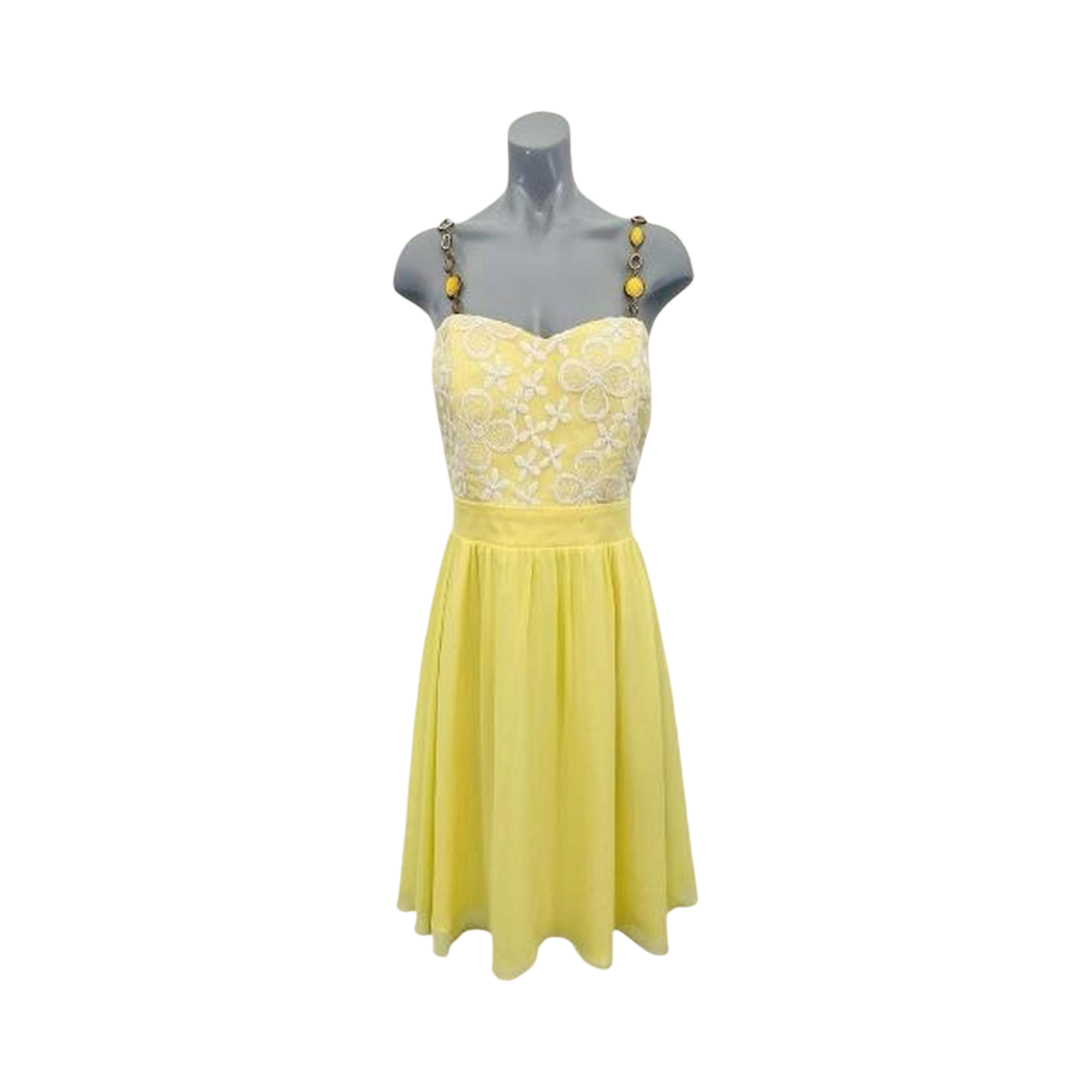 Yellow y2k fairy core Jane Norman lace dress with custom straps uk12