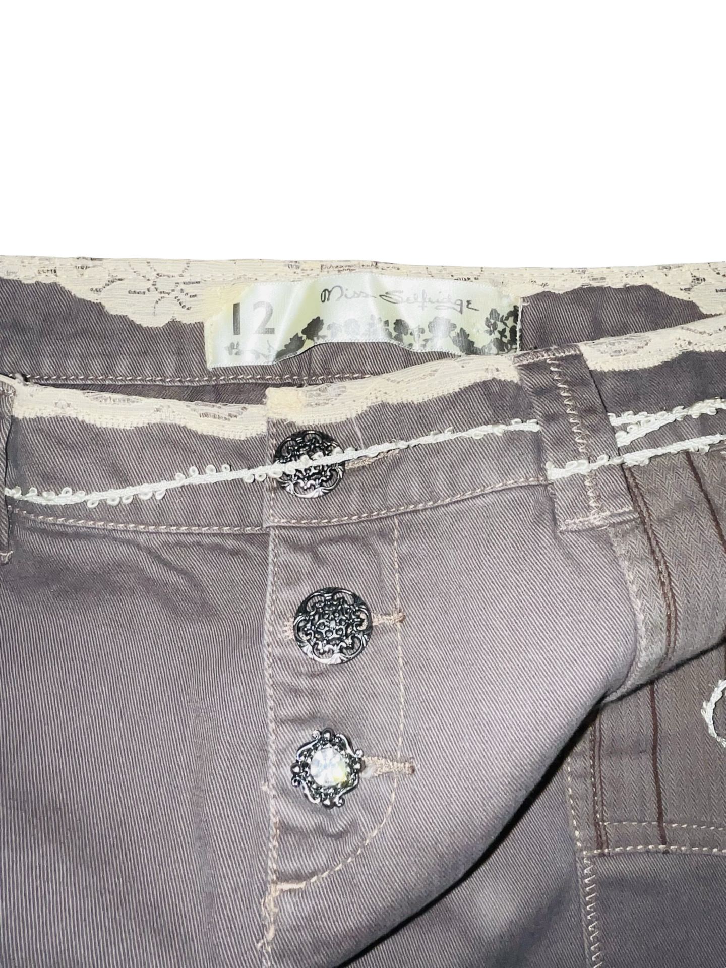 Y2K Miss Selfridge Brown Pleated Micro Mini Skirt UK 12