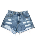 Pull&Bear Y2K Acid Wash Distressed High Waist Denim Shorts UK 8
