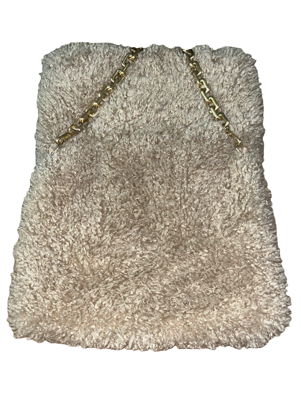 River Island Beige Teddy Faux Fur Shoulder Bag Y2K