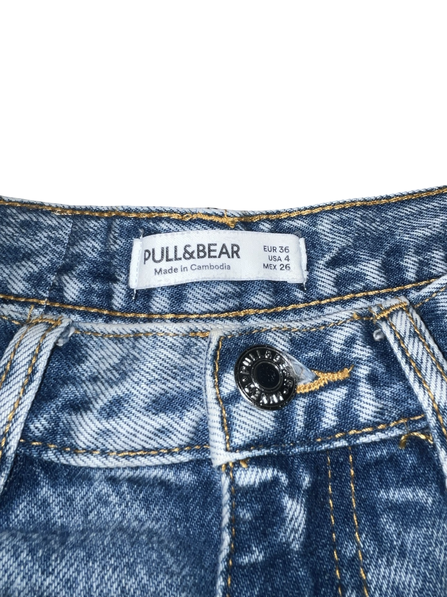 Pull&Bear Y2K Acid Wash Distressed High Waist Denim Shorts UK 8