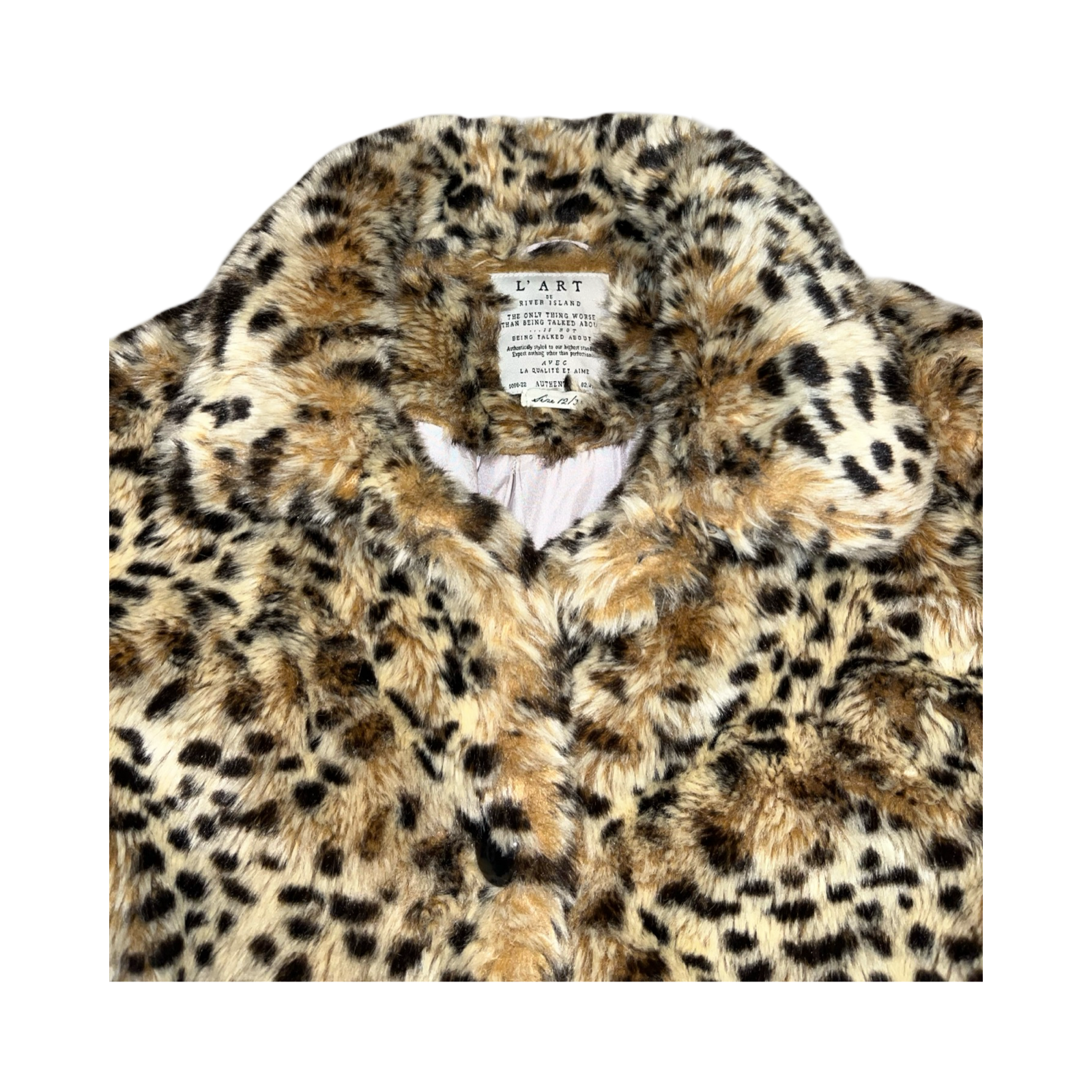 River island l’art 2000’s Y2K fur coat uk 12