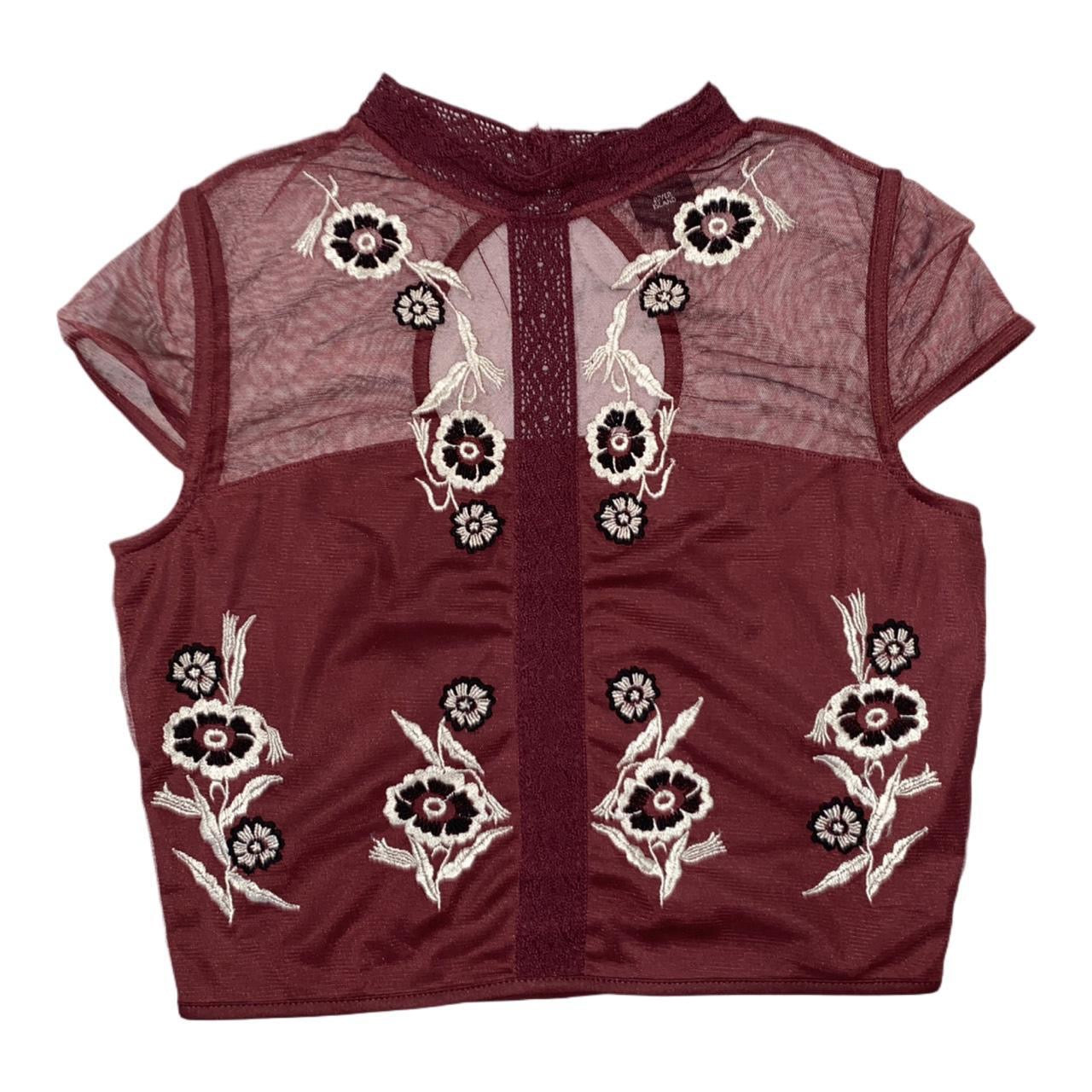 River Island y2k uk10 top with floral embroidery
