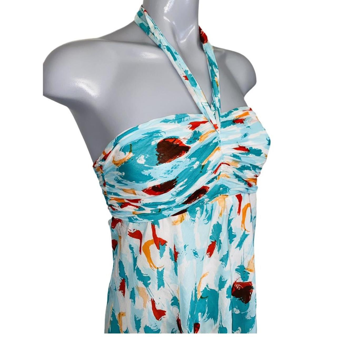 Multi coloured halter maxi dress with tie neckline By Aramis princess ukS