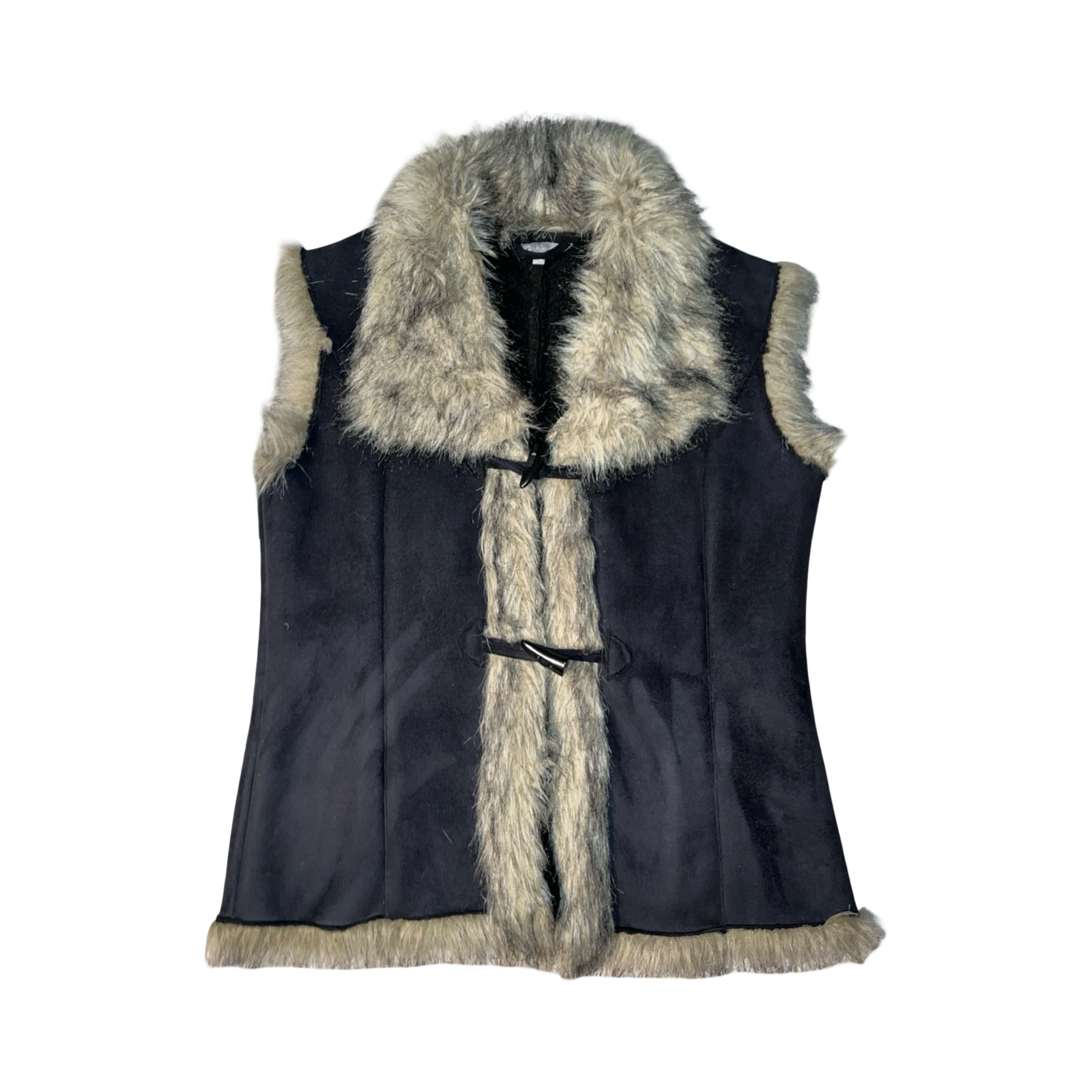 Mia Moda suede and faux fur Y2K waist coat uk14