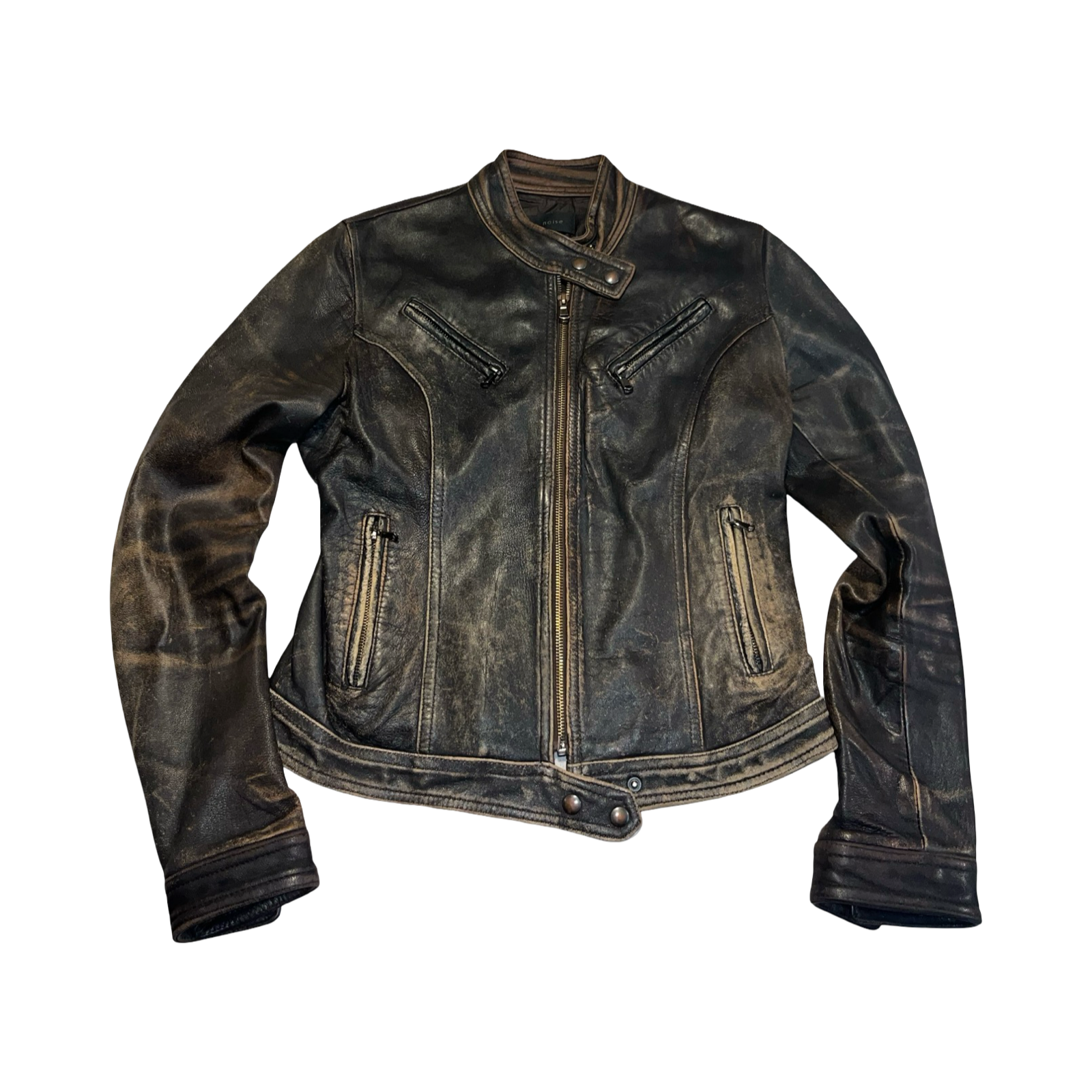 Vintage nice noise distressed Y2K 2000’s leather jacket ukS
