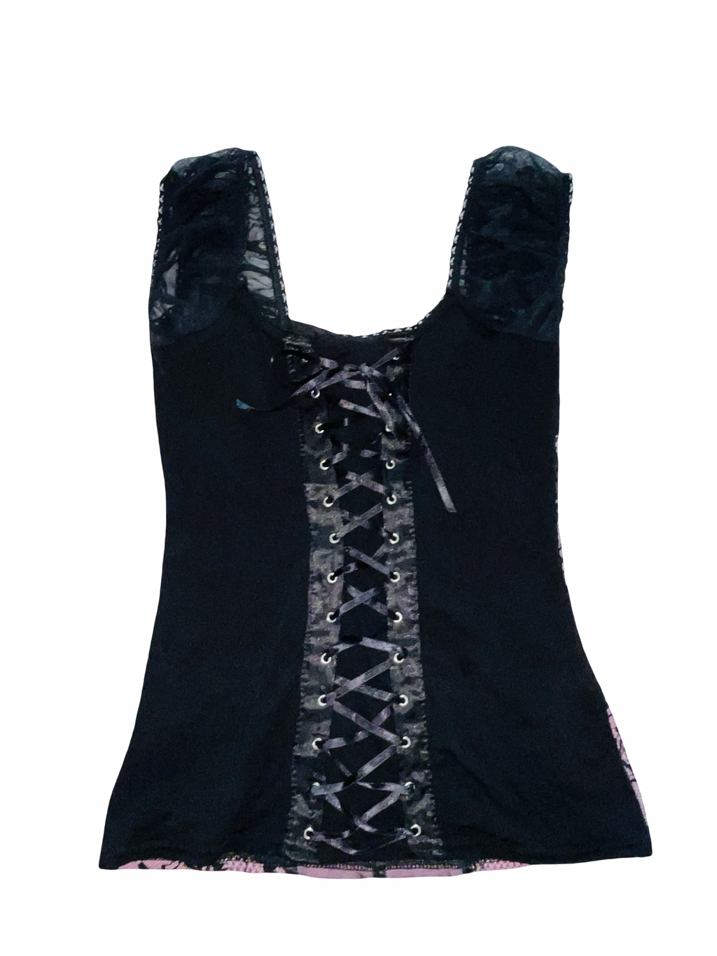 Y2K Jane Norman Pink & Black Lace Corset Top Uk14