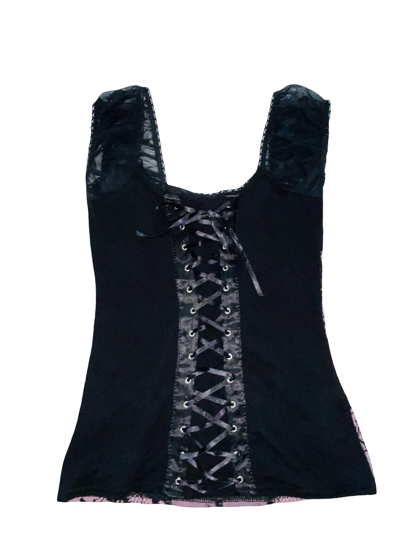 Y2K Jane Norman Pink & Black Lace Corset Top Uk14