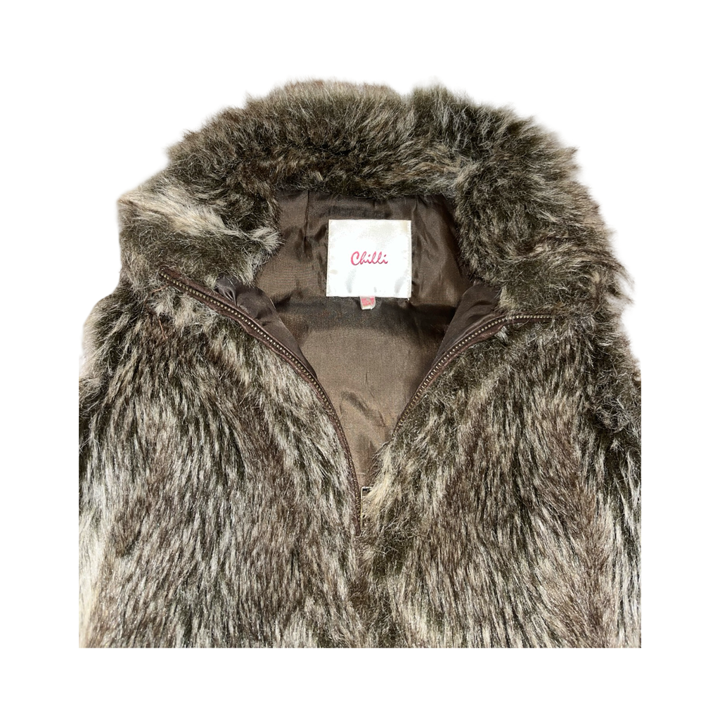 Chili faux fur y2k 2000’s waist coat uk12