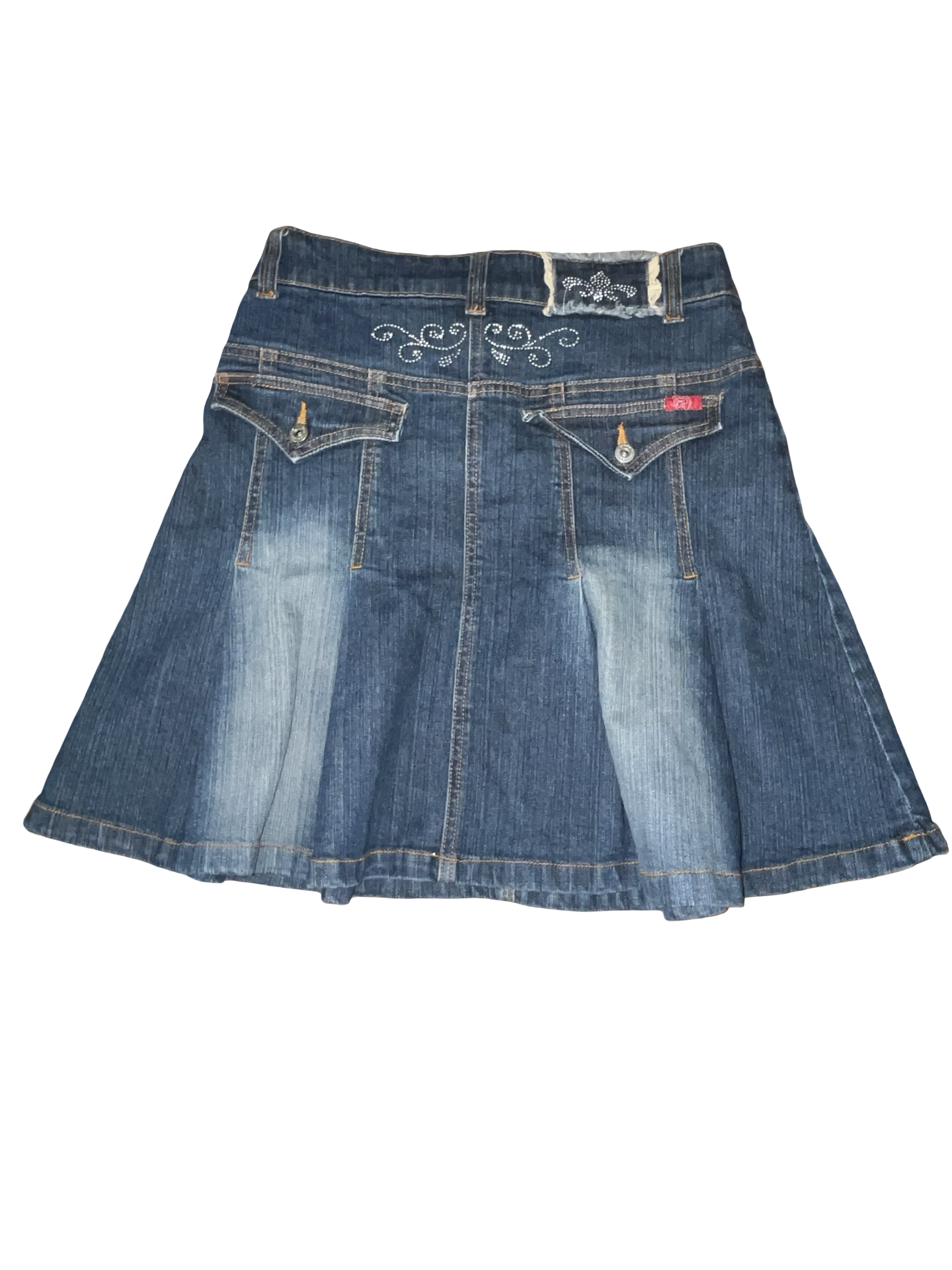 Vintage Y2K Rhinestone Pleated Denim Skirt – McBling 00s UkS