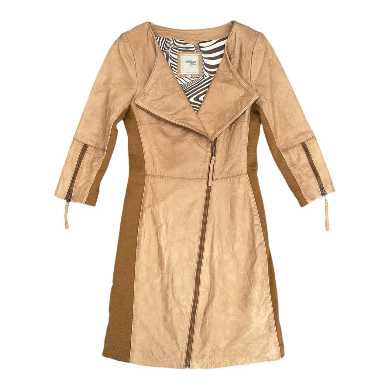 Vintage tan leather jacket dress boho vibe by Mission Blue ukXS