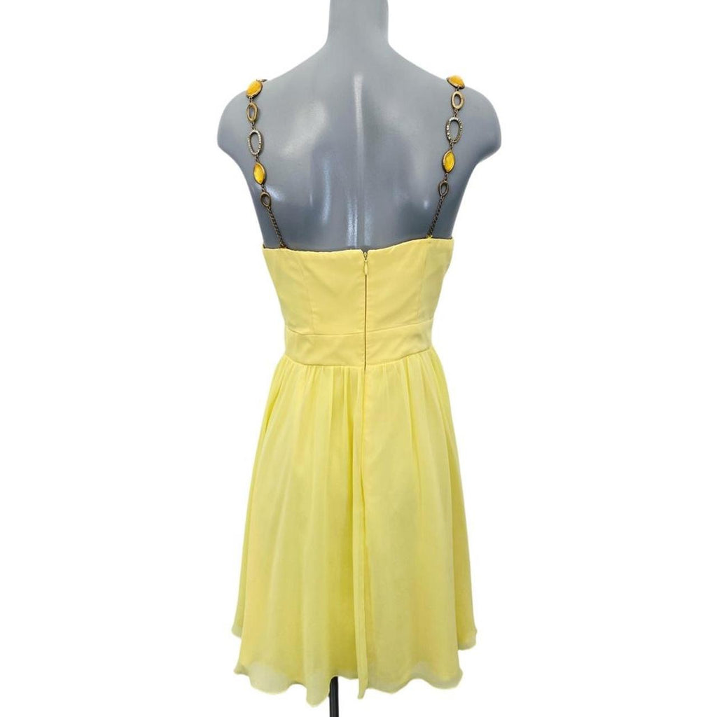 Yellow y2k fairy core Jane Norman lace dress with custom straps uk12