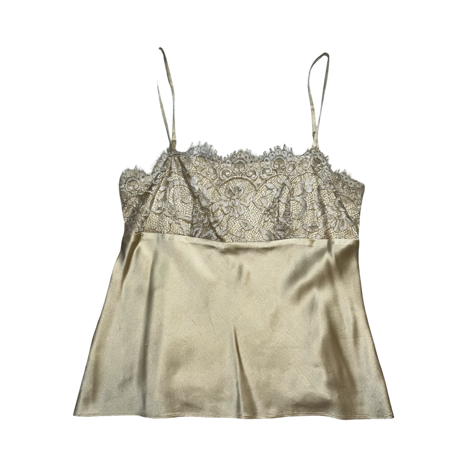 Ann Taylor petites gold silk and lace cami top ukS