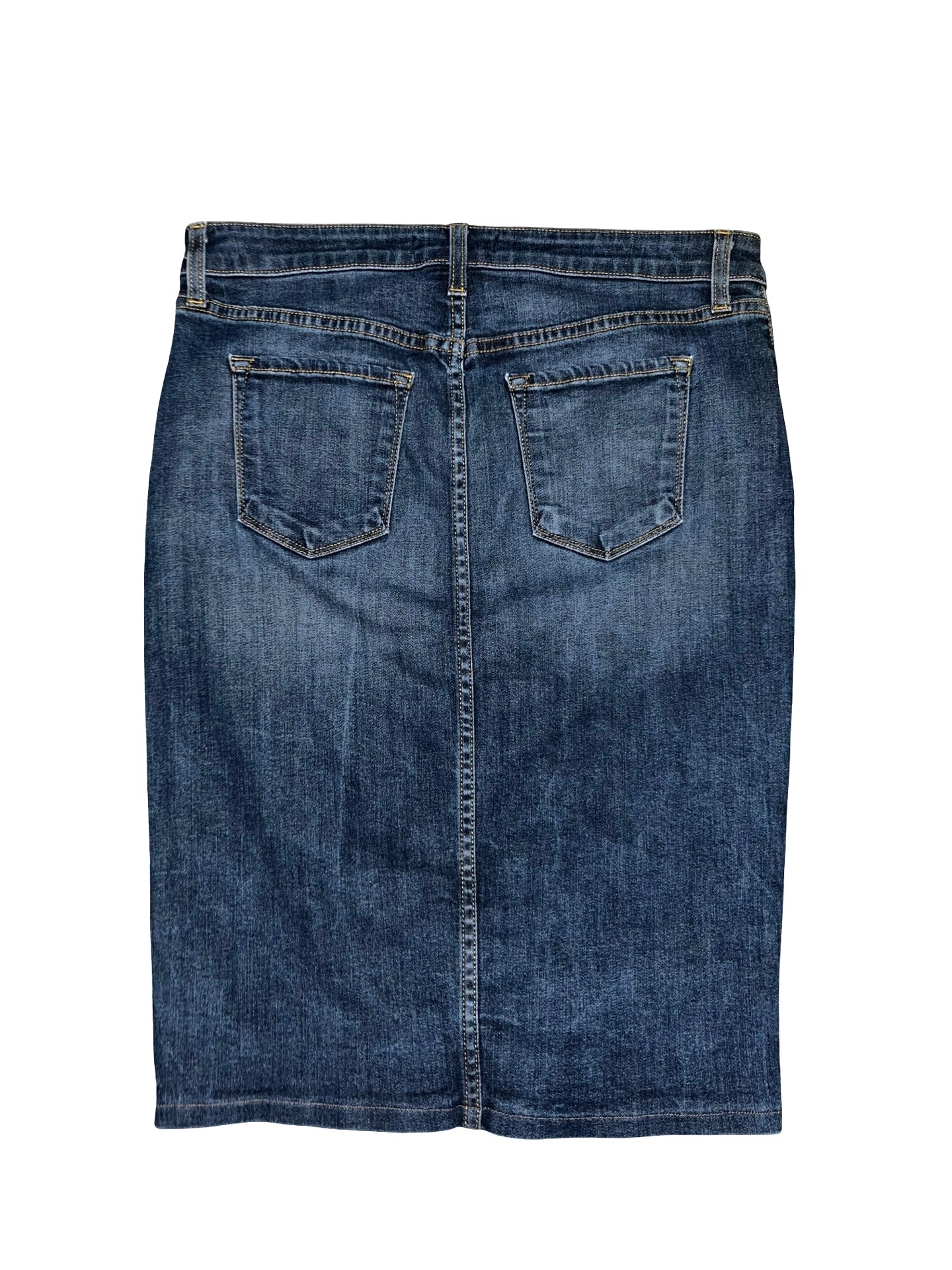 Y2K Seven Two Denim Studded Pencil Skirt Blue Wash uk8