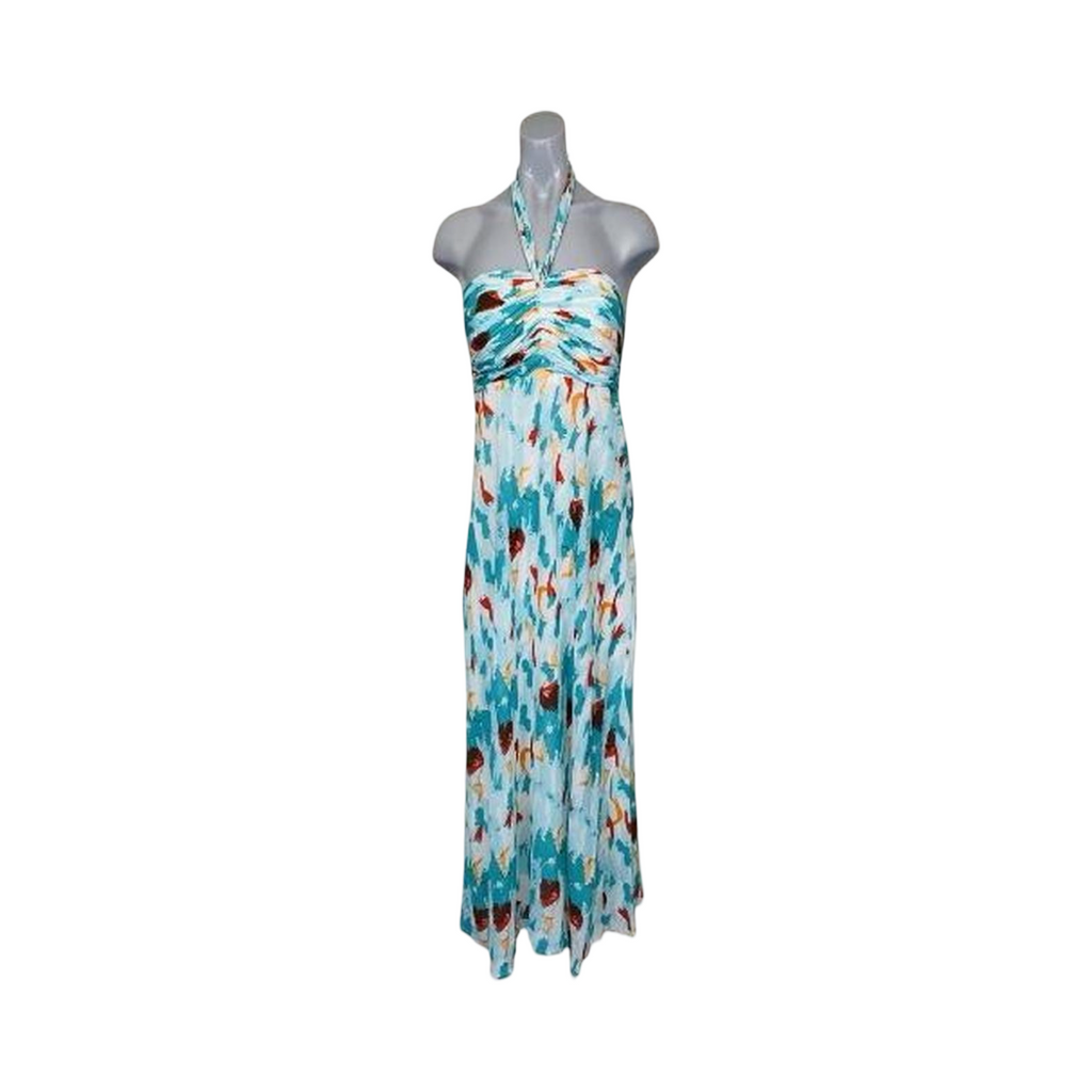 Multi coloured halter maxi dress with tie neckline By Aramis princess ukS