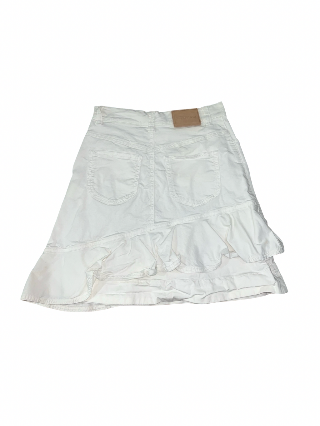 See by Chloé White Asymmetric Ruffle Denim Skirt | Designer Y2K Boho Mini Skirt XS