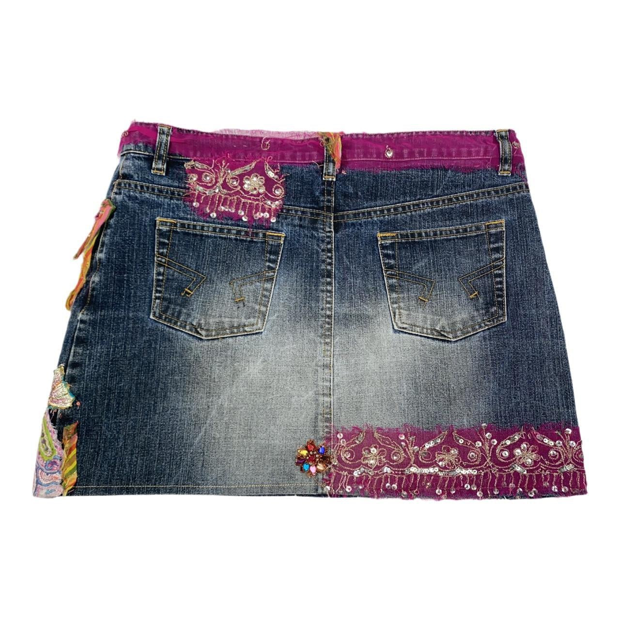 Mat Sui kyky Ibiza y2k denim skirt uk size 12